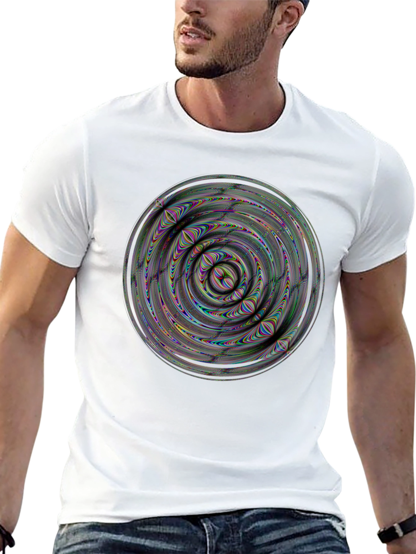 Abstract Psychedelic Swirl Graphic Black T-Shirt