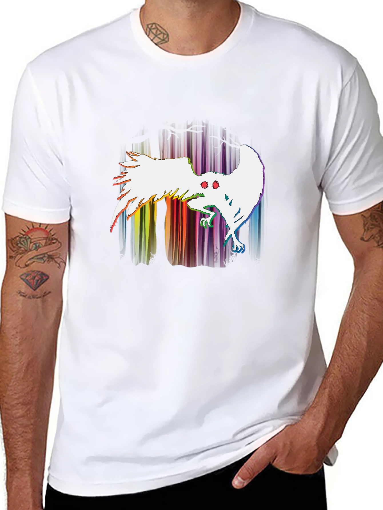 Rainbow Mothman T-Shirt - Cryptid Tee
