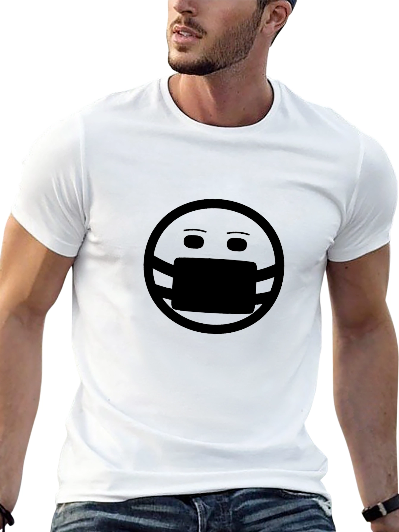 Masked Face Graphic Tee - Trendy & Comfortable