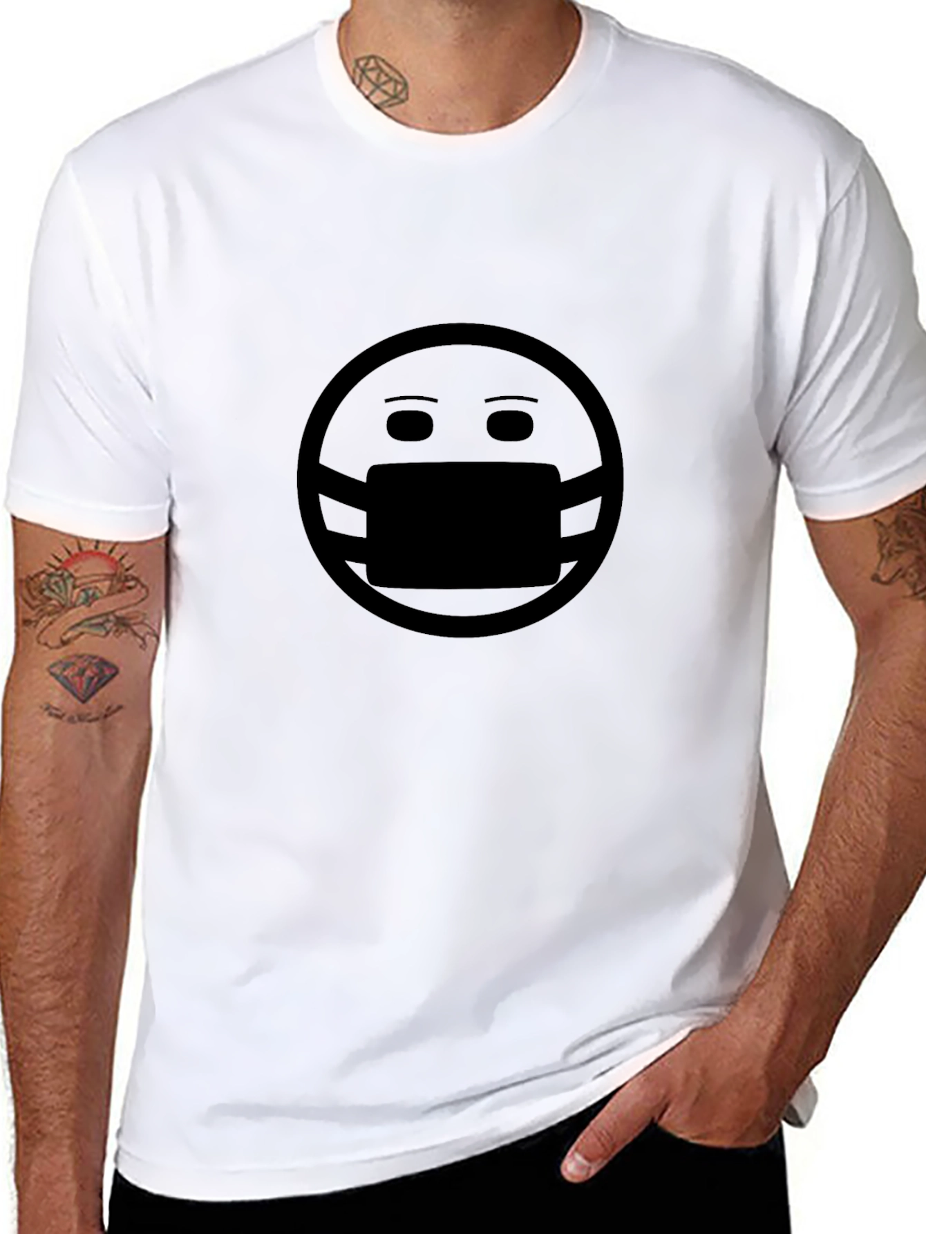 Masked Face Graphic Tee - Trendy & Comfortable