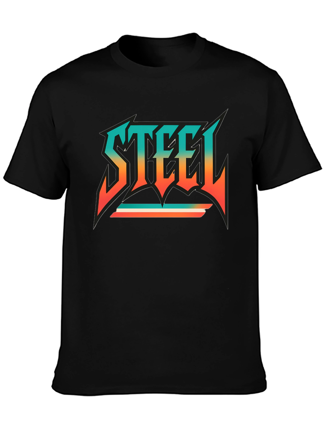 Retro Steel Graphic T-Shirt - Black