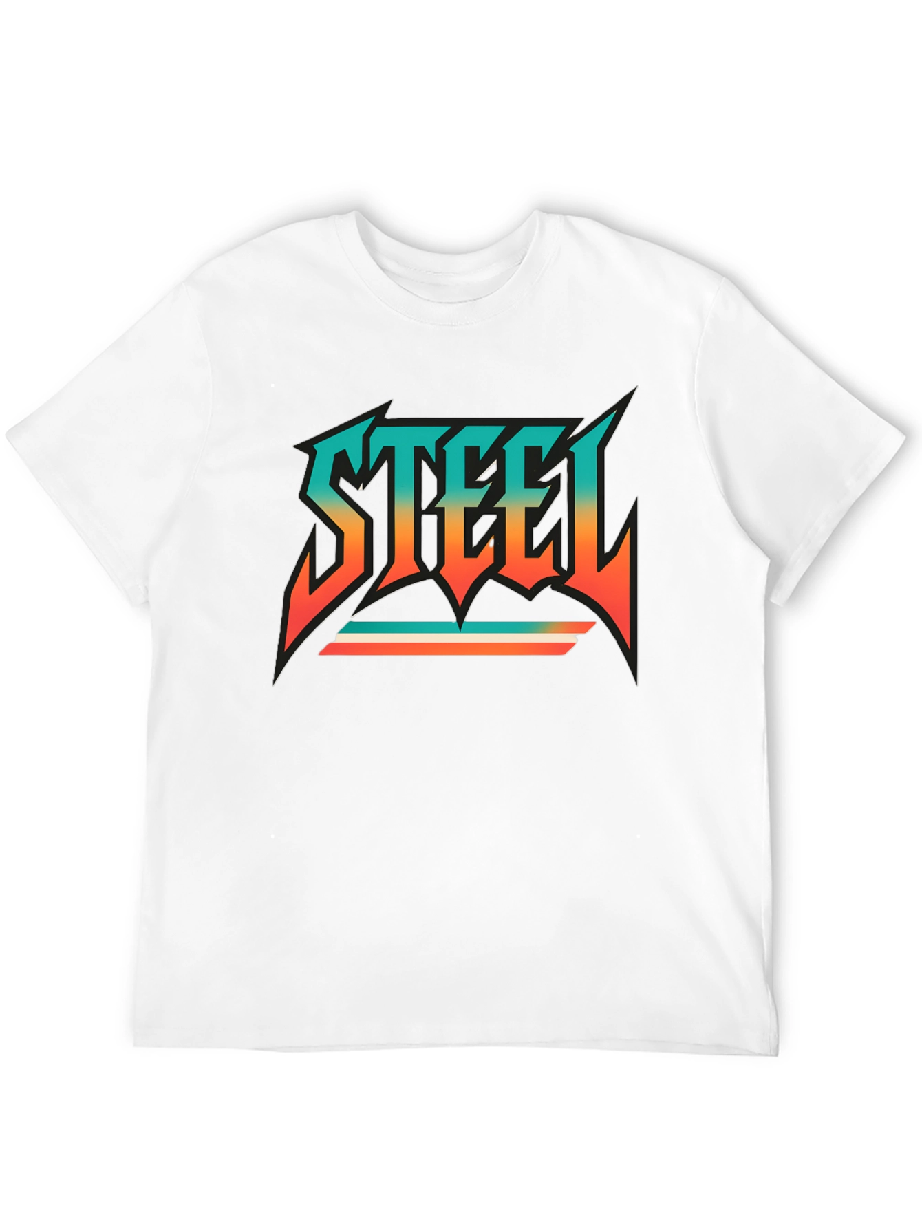 Retro Steel Graphic T-Shirt - Black