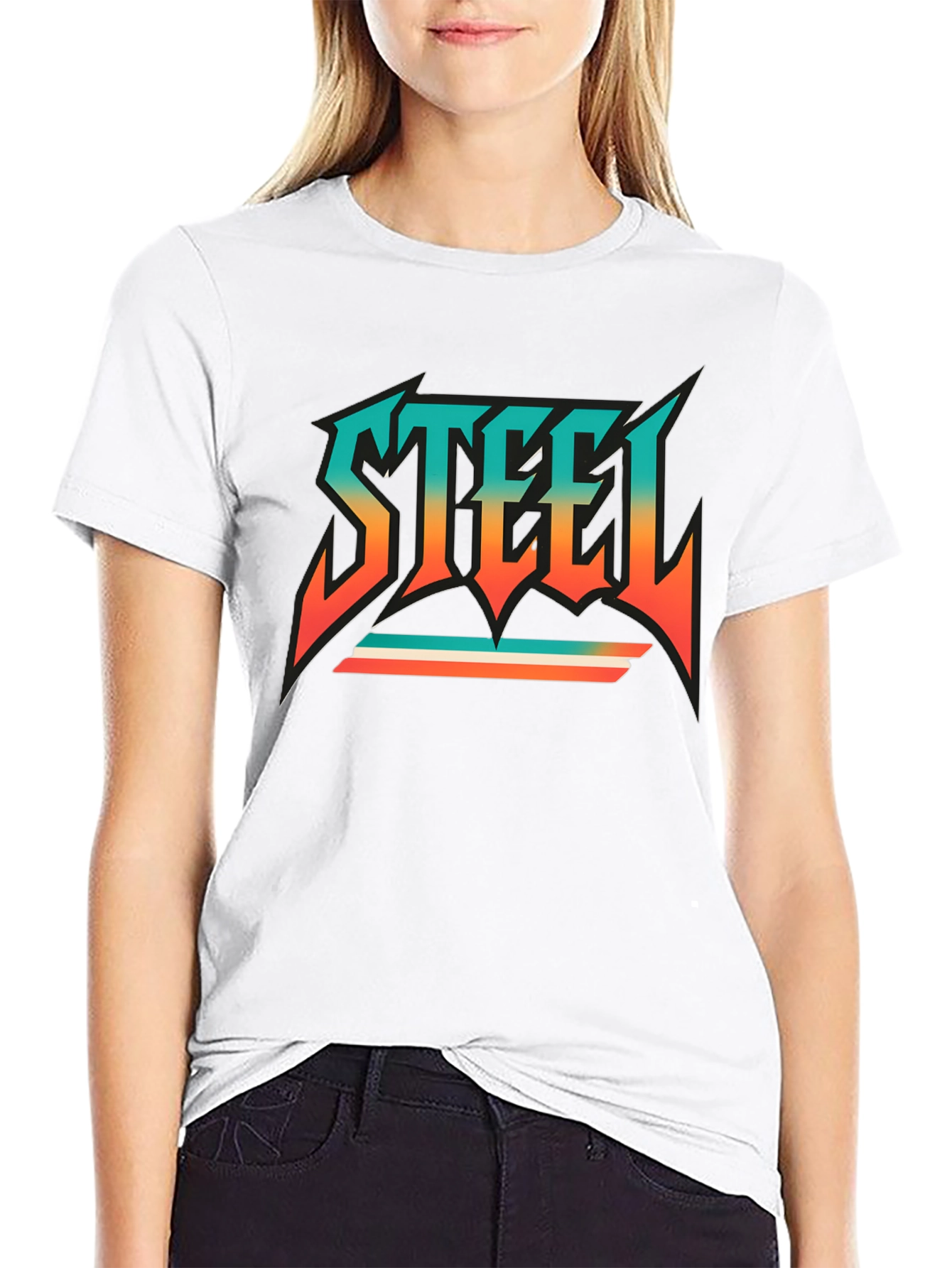 Retro Steel Graphic T-Shirt - Black