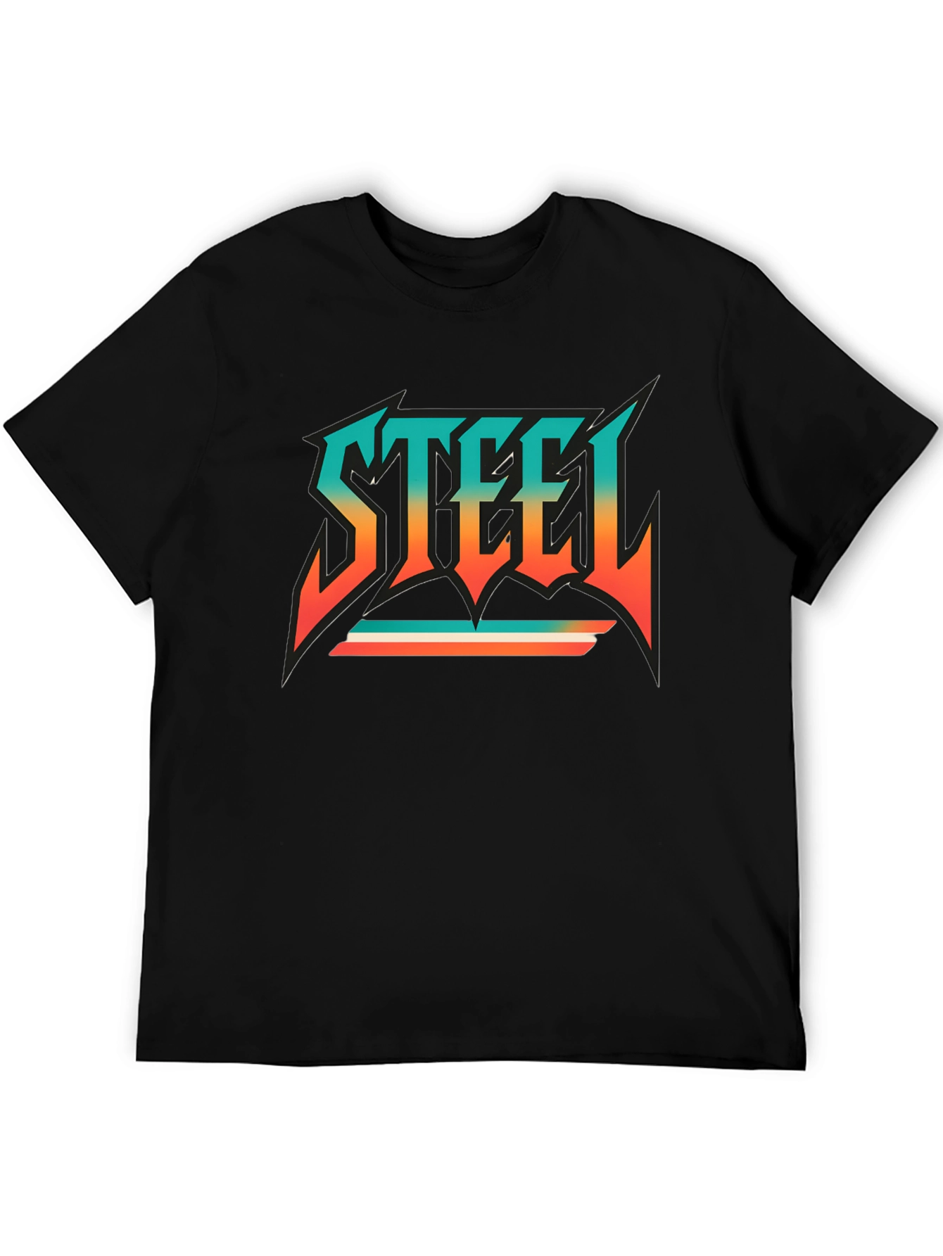Retro Steel Graphic T-Shirt - Black