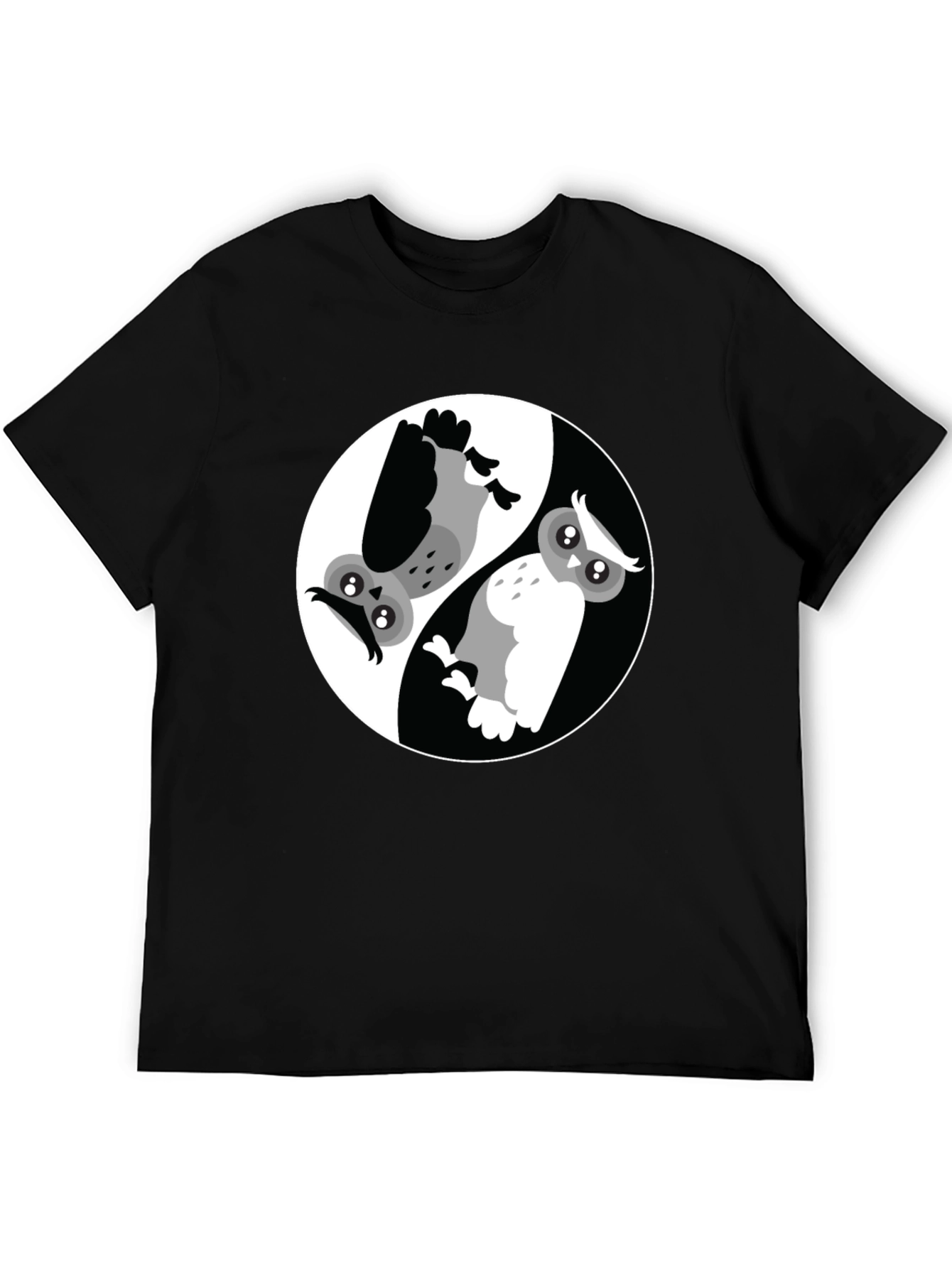Yin Yang Owl Graphic T-Shirt - Balance and Style