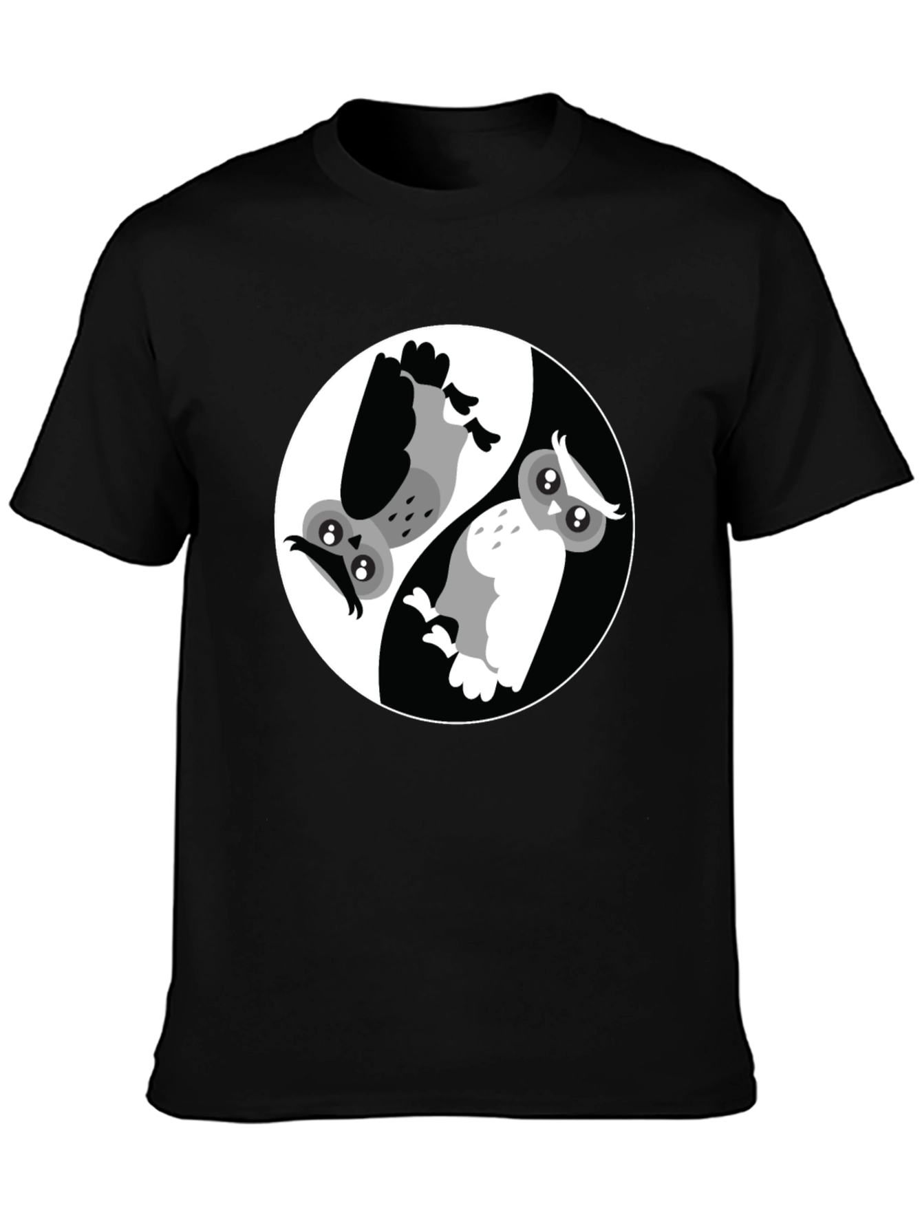 Yin Yang Owl Graphic T-Shirt - Balance and Style