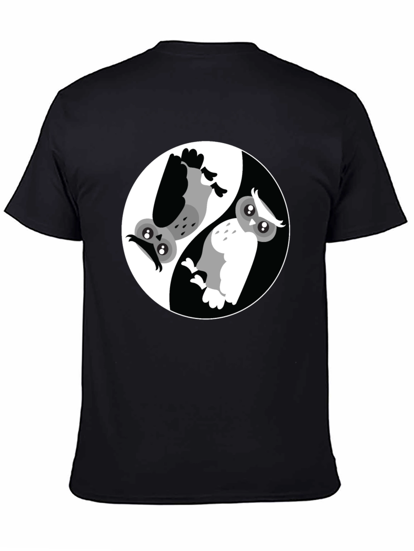 Yin Yang Owl Graphic T-Shirt - Balance and Style