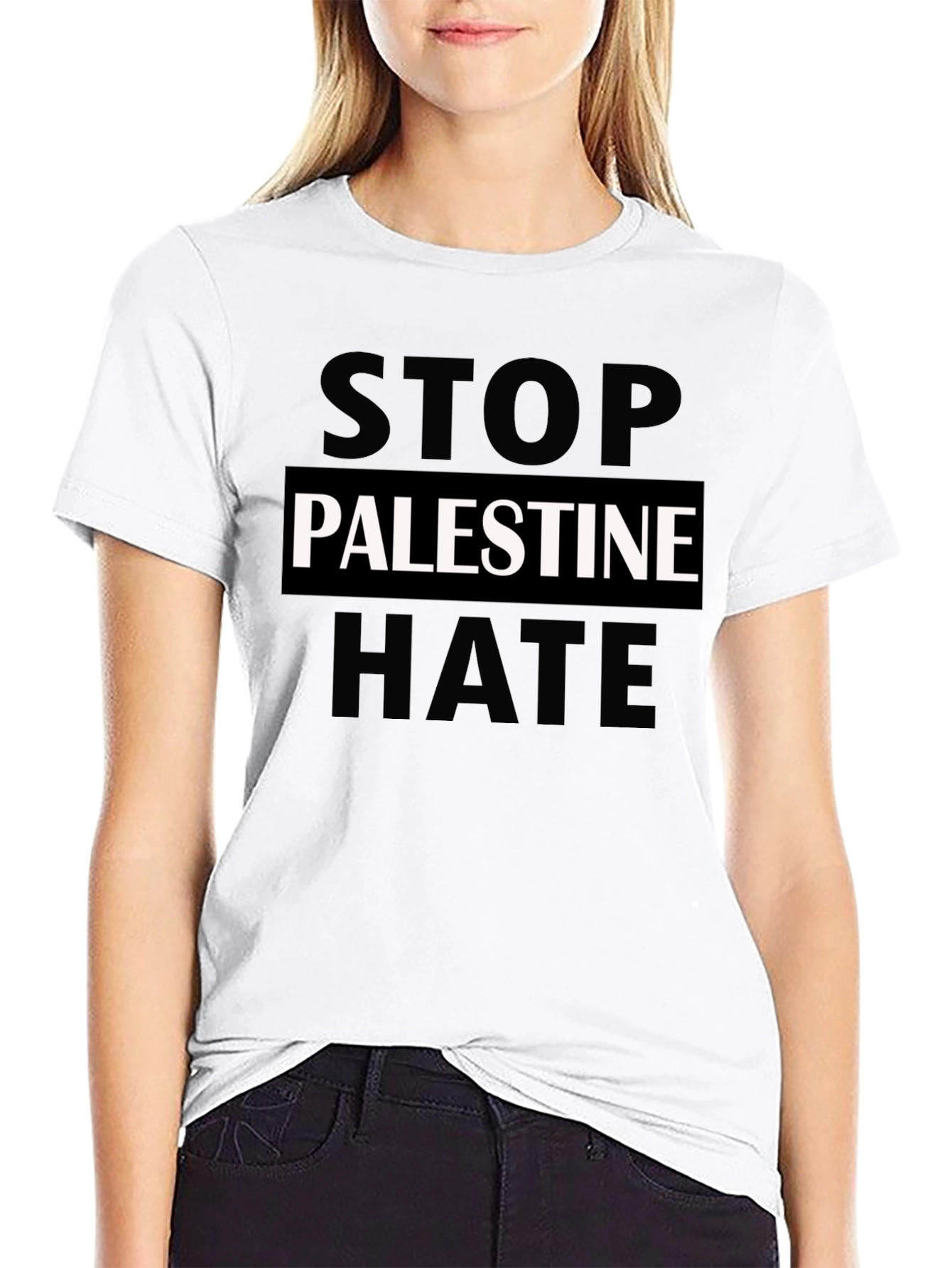 Stop Palestine Hate Graphic T-Shirt - Black