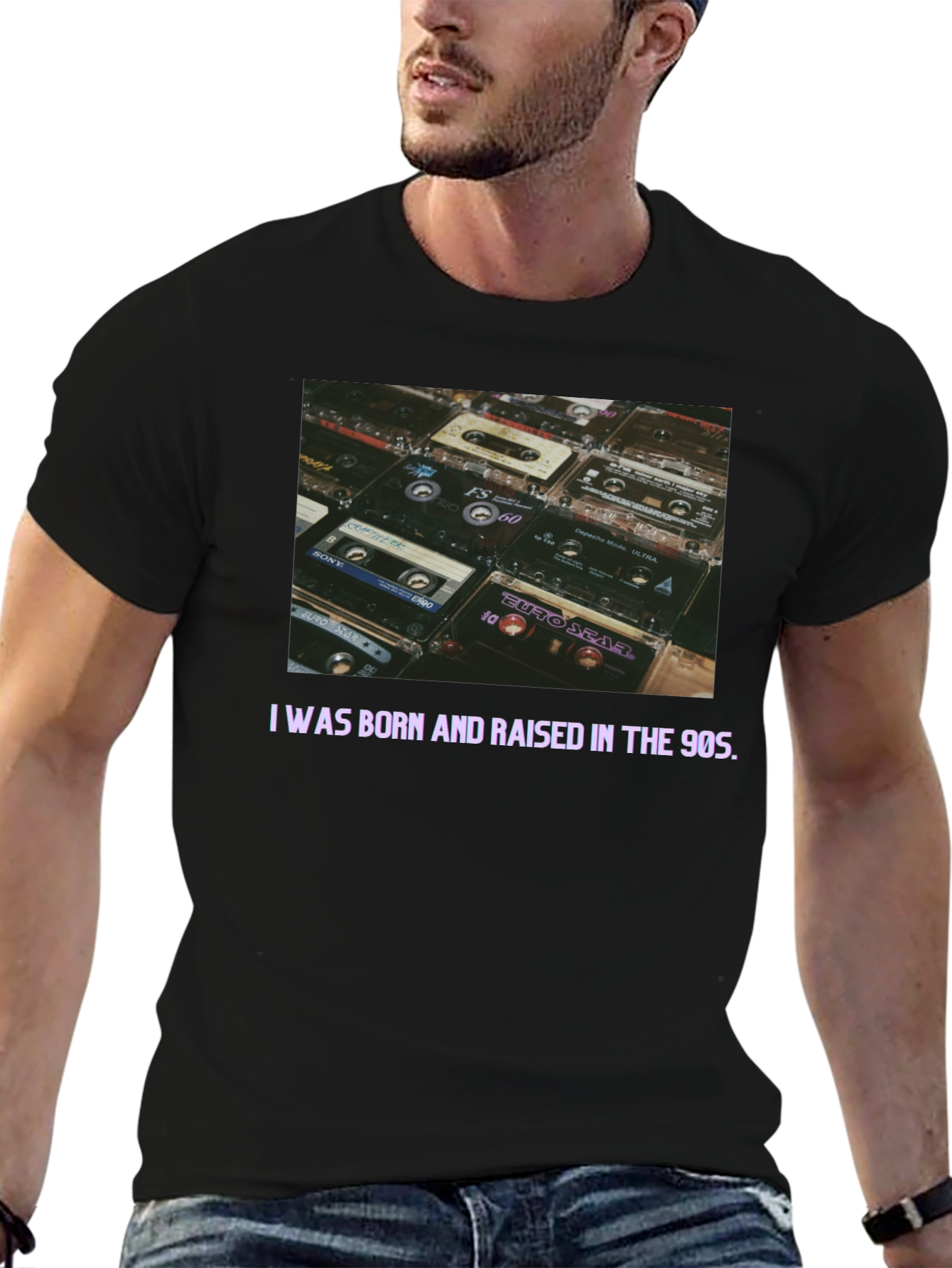 90s Cassette Tape Black T-Shirt