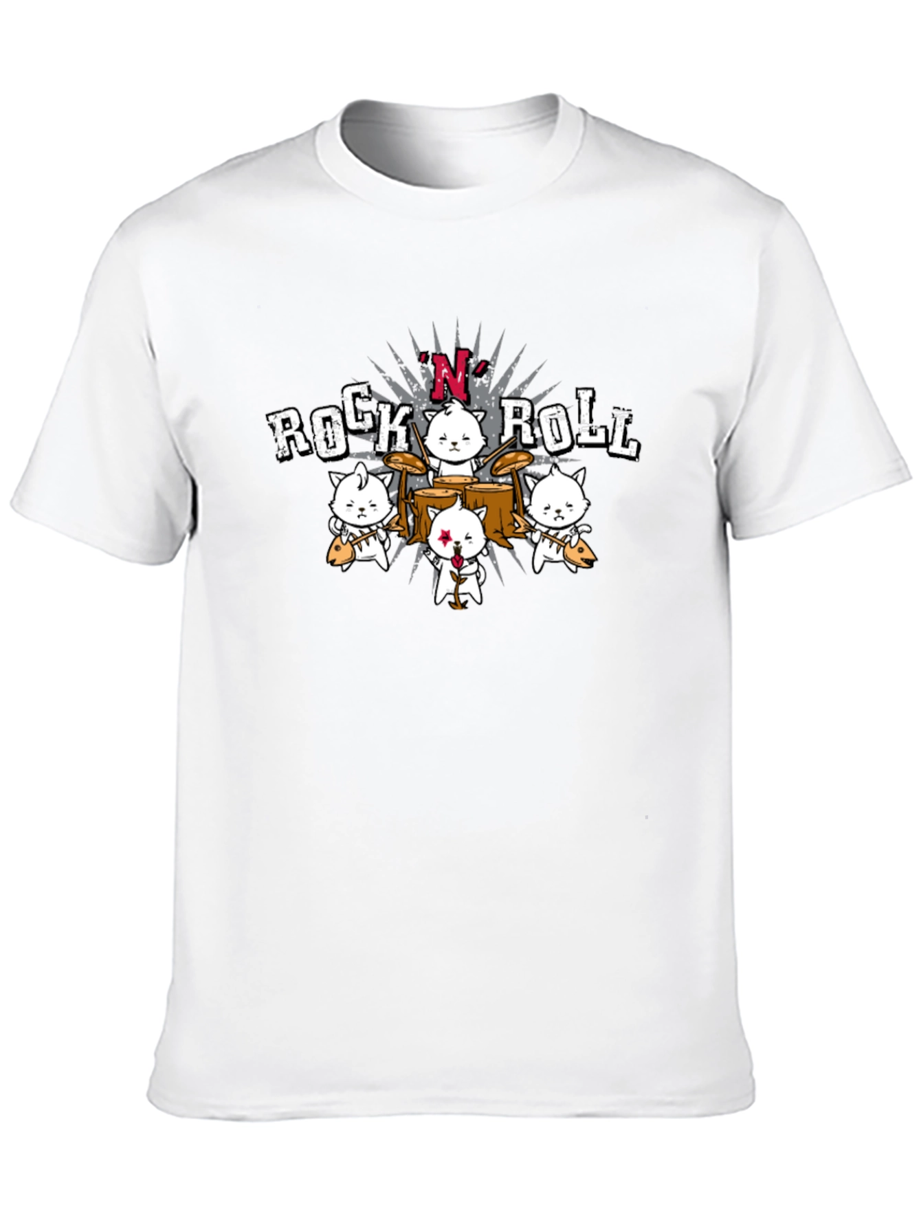 Rock N Roll Cat Band Graphic T-Shirt