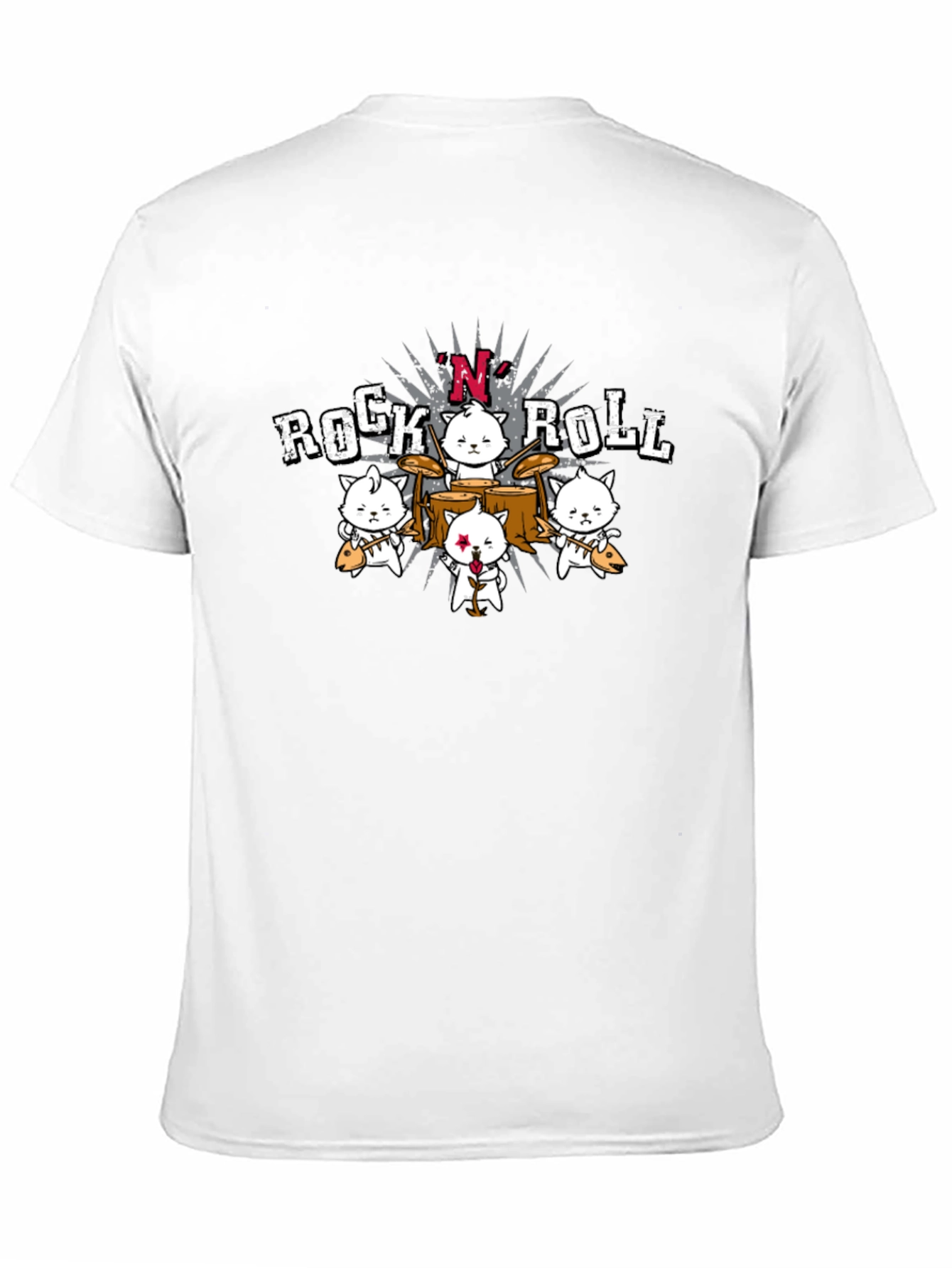 Rock N Roll Cat Band Graphic T-Shirt