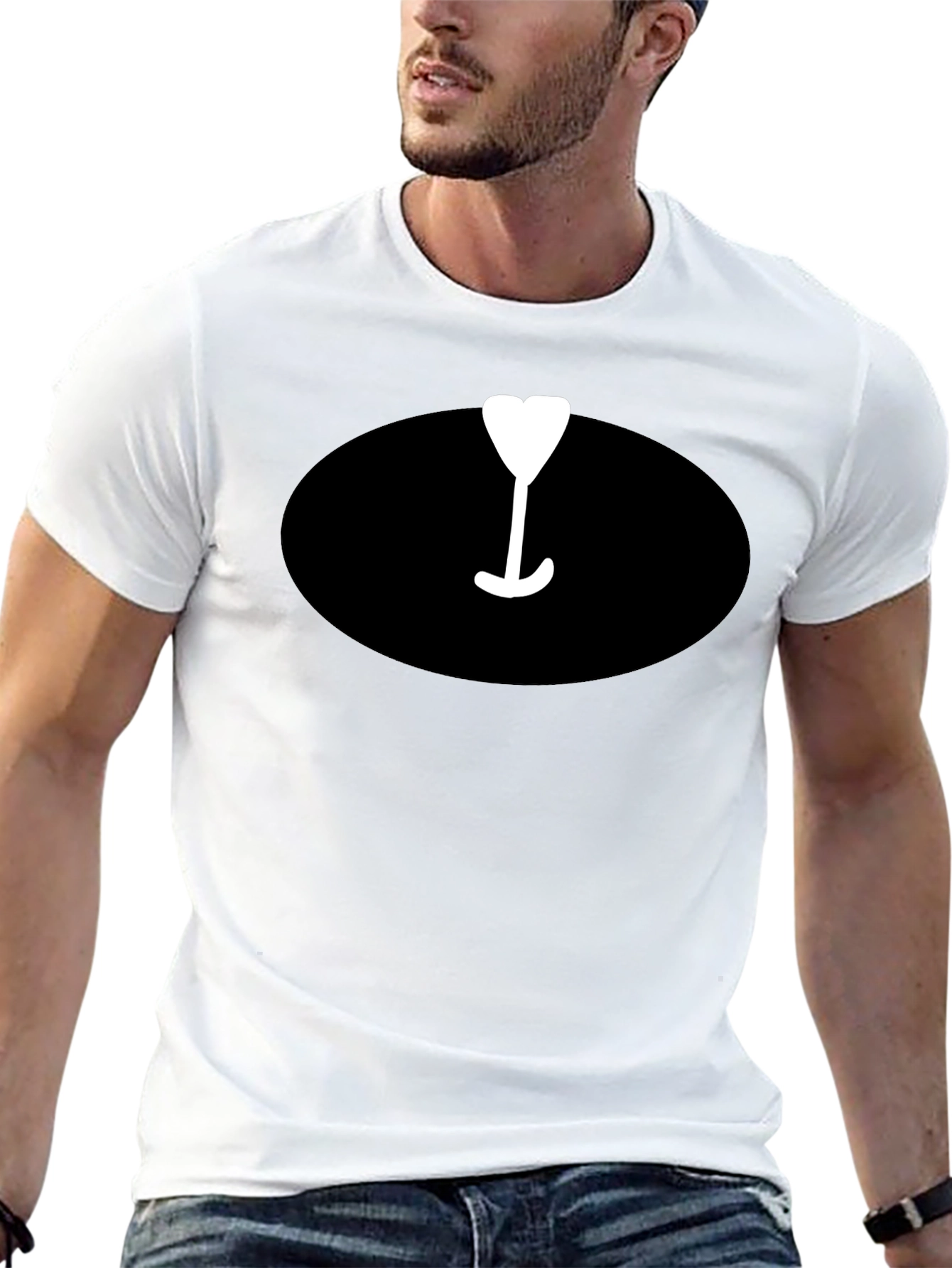 Mens Black T-Shirt with Wine Glass Graphic