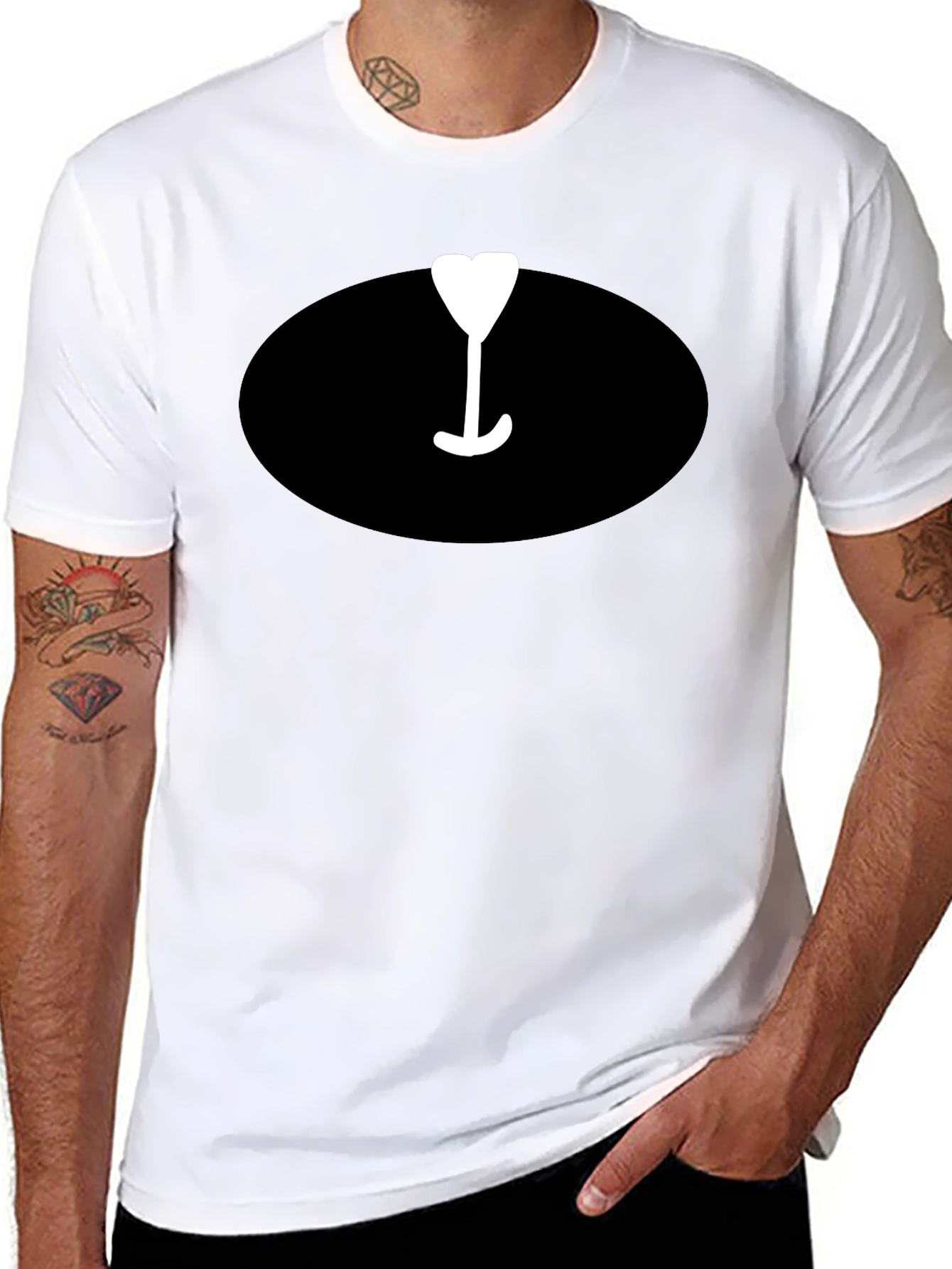 Mens Black T-Shirt with Wine Glass Graphic