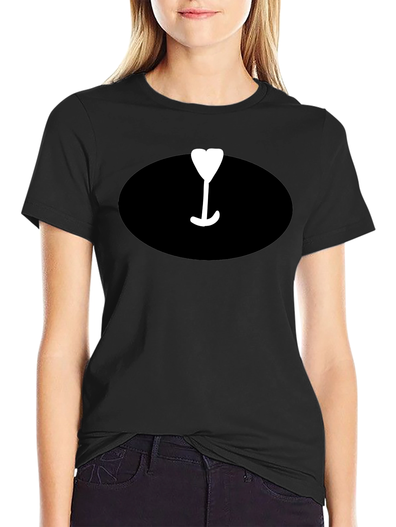 Mens Black T-Shirt with Wine Glass Graphic