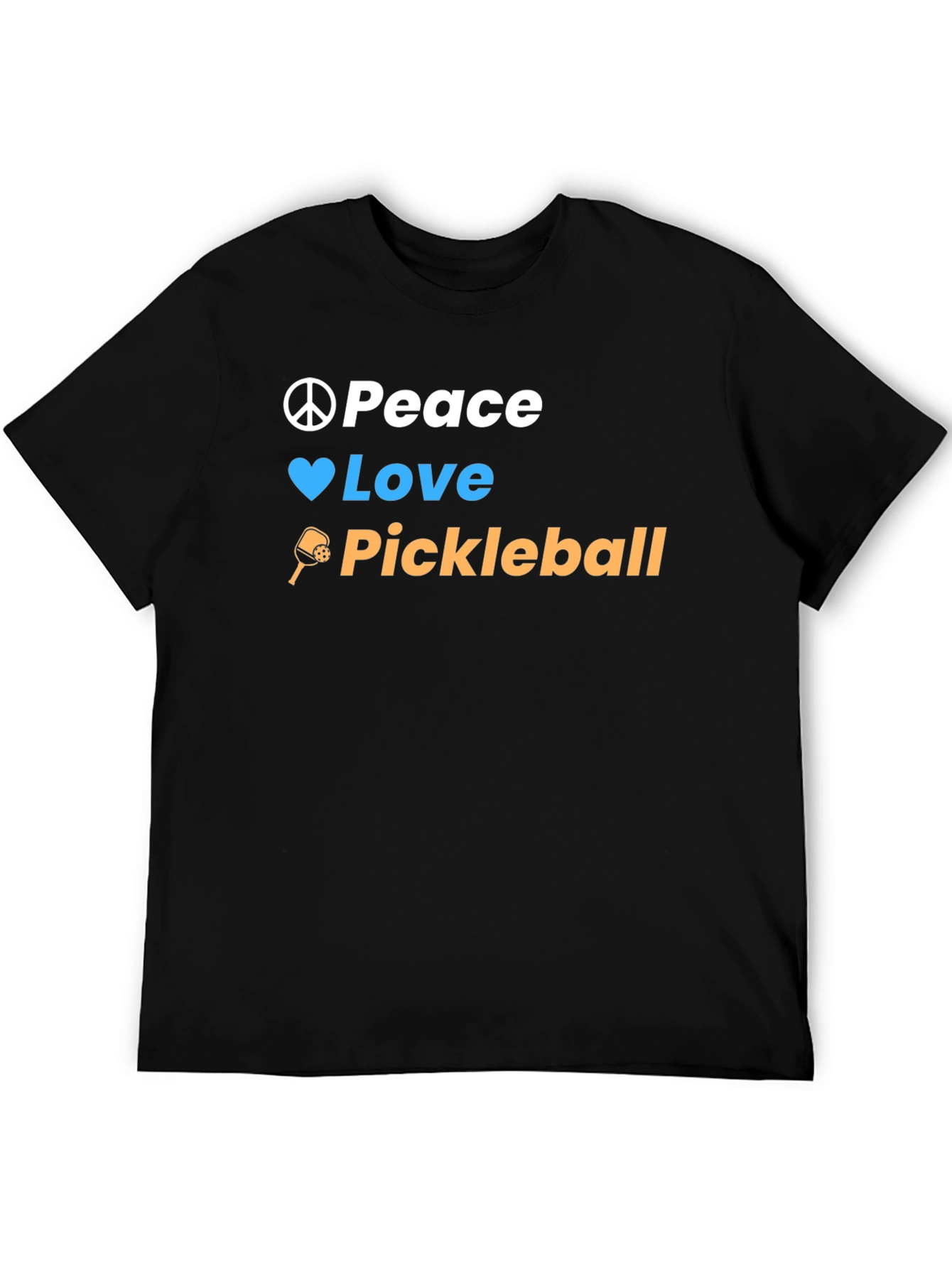 Peace Love Pickleball Black T-Shirt
