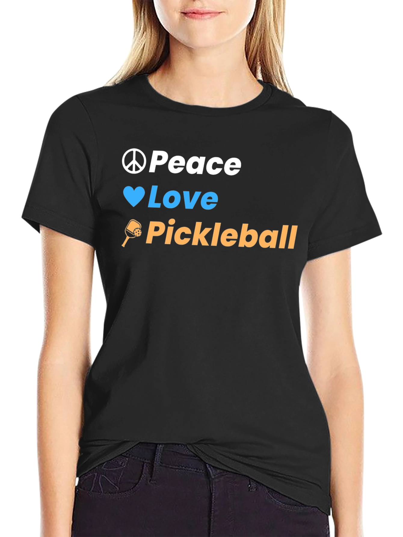 Peace Love Pickleball Black T-Shirt