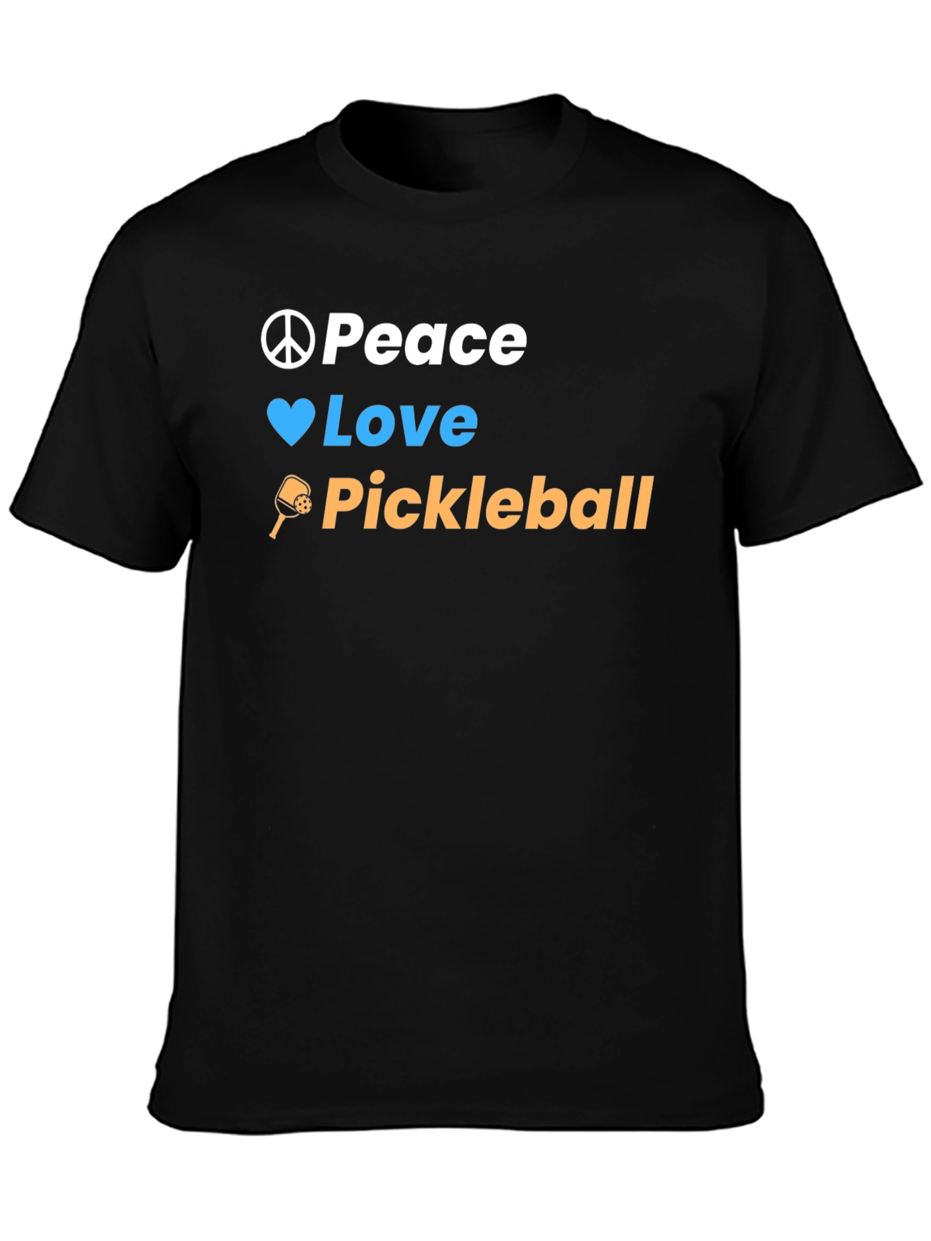 Peace Love Pickleball Black T-Shirt