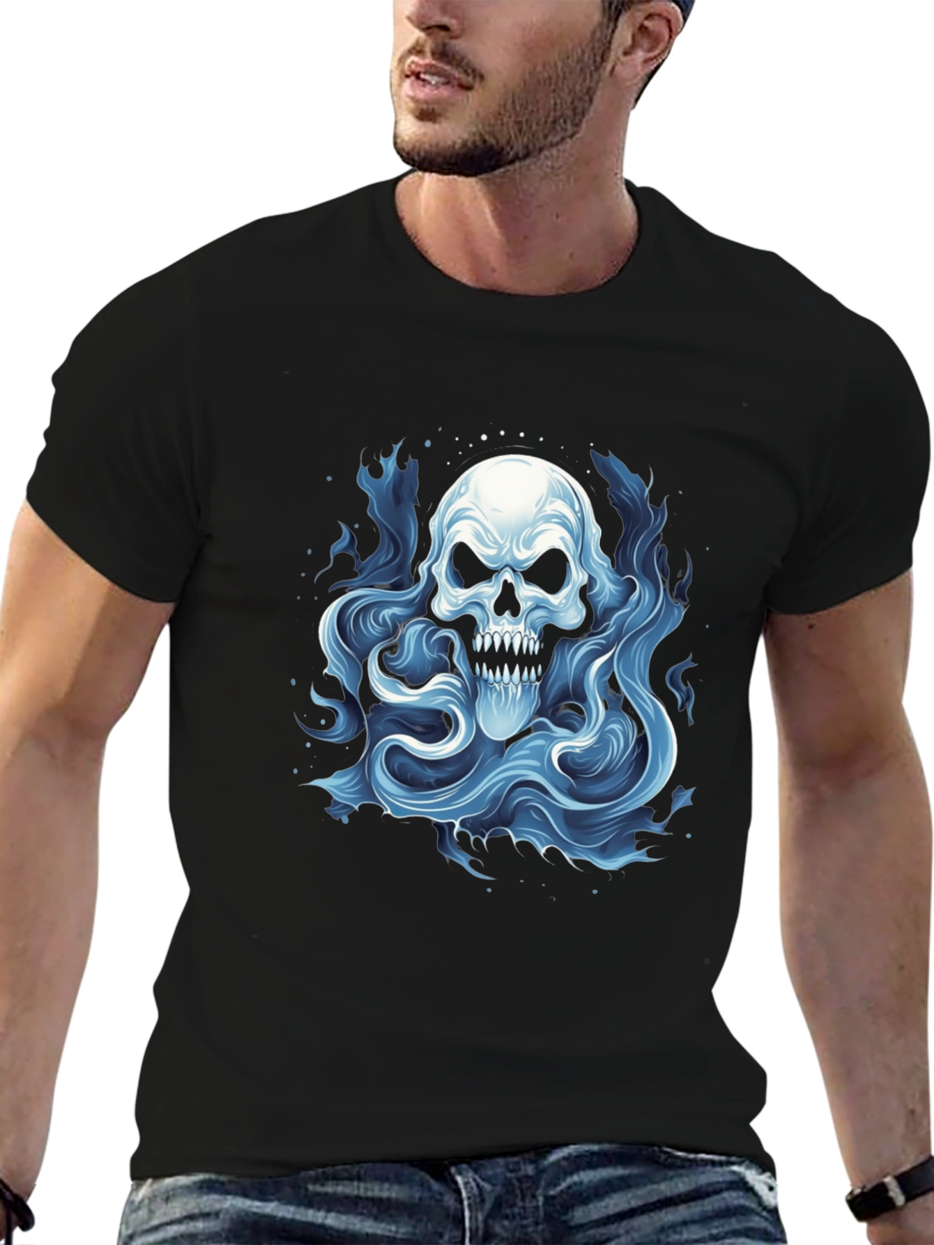 Skull Ghost Graphic T-Shirt
