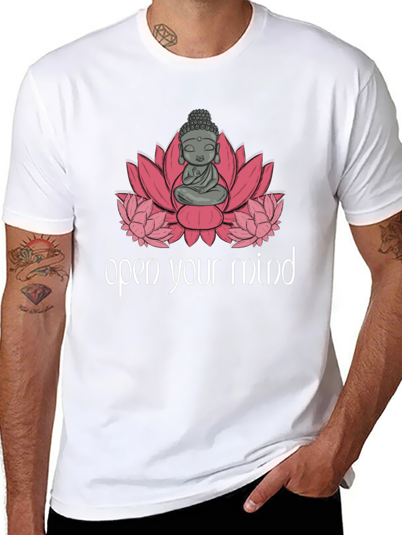 Open Your Mind Buddha Graphic T-Shirt