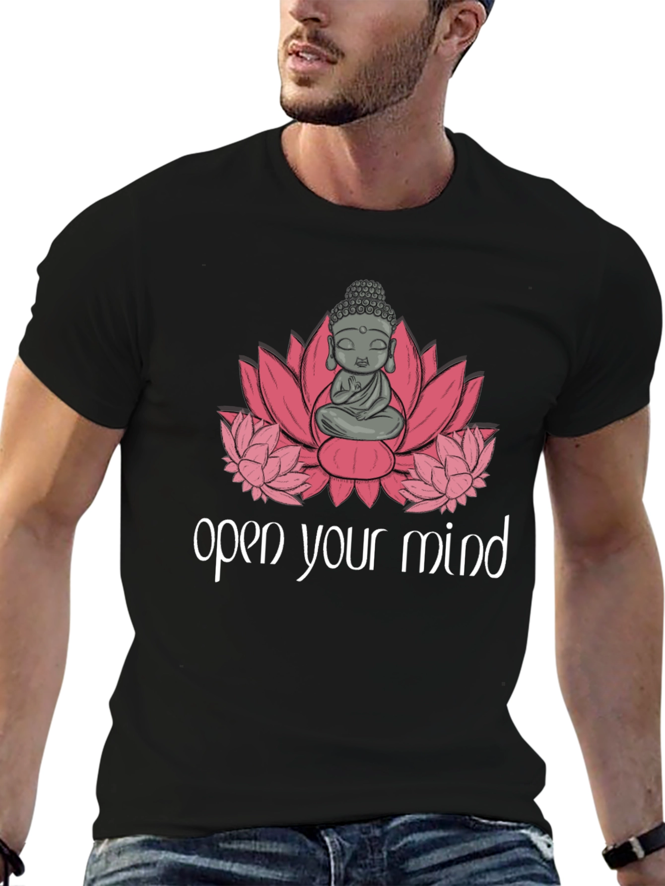 Open Your Mind Buddha Graphic T-Shirt