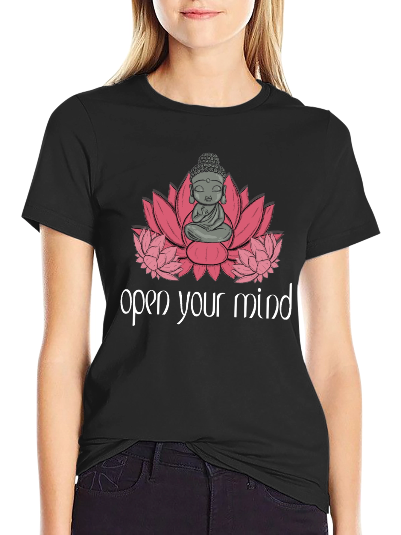 Open Your Mind Buddha Graphic T-Shirt