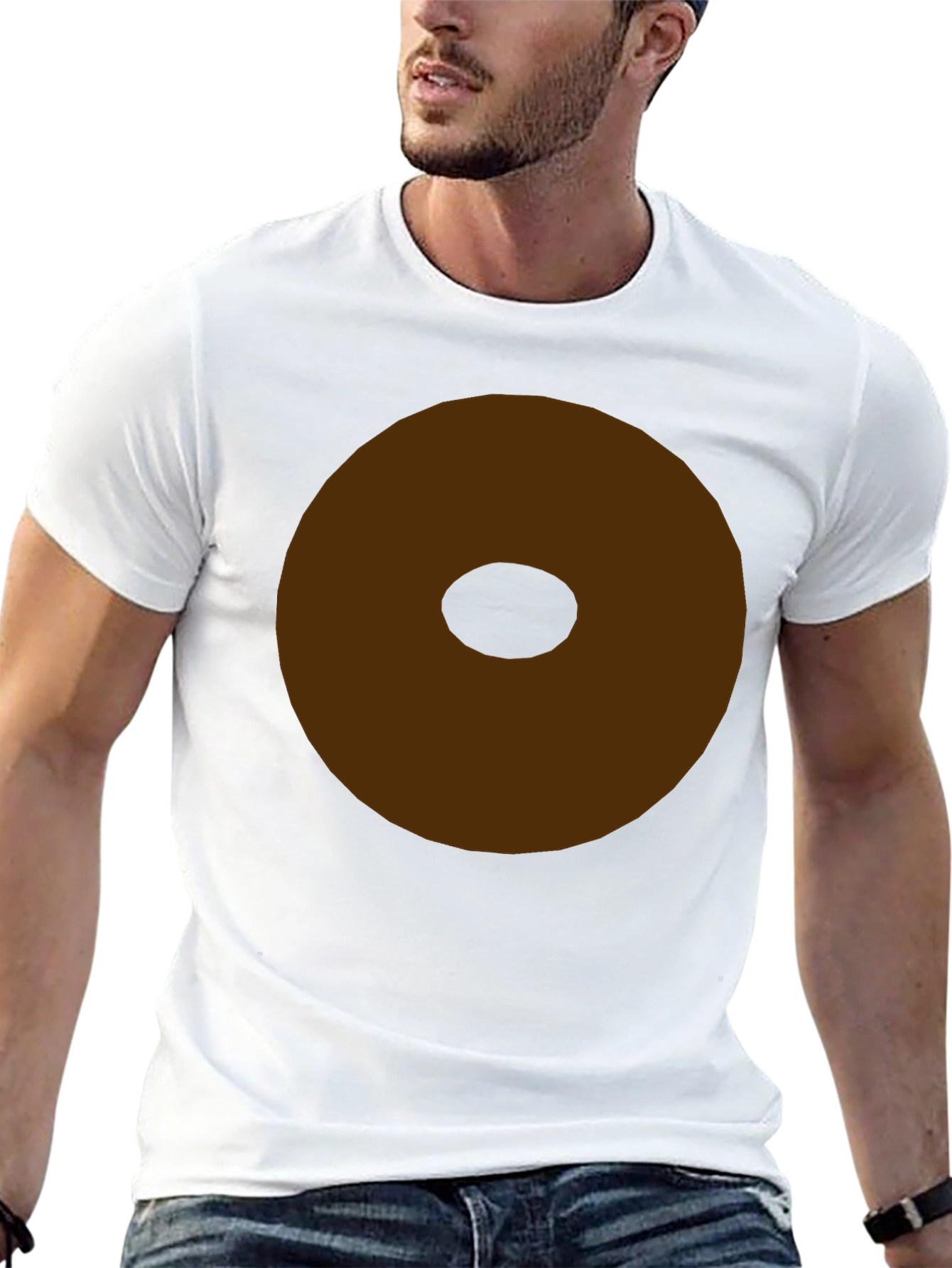 Minimalist Brown Donut Graphic T-Shirt