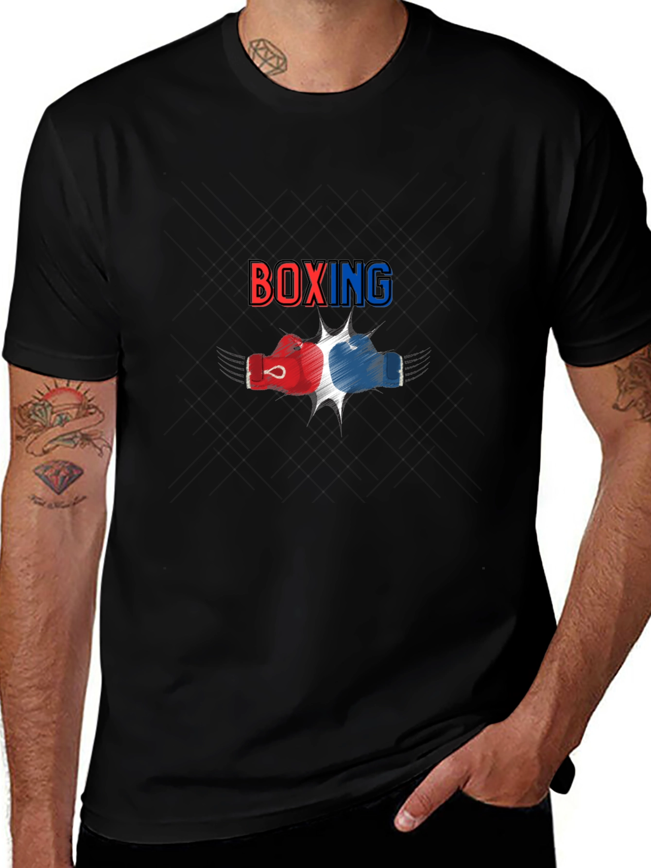 Boxing Graphic Print Black T-Shirt