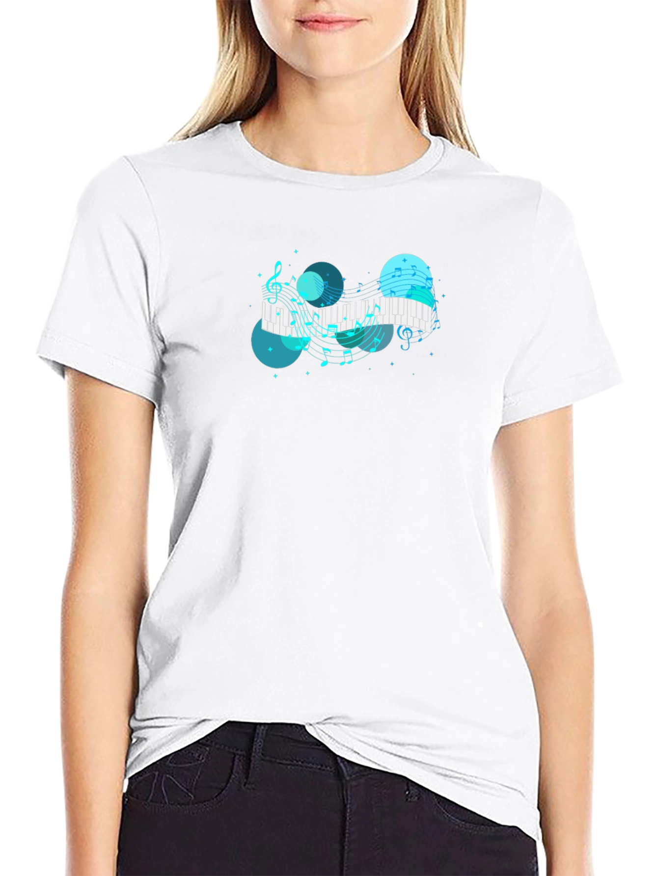 Musical Keyboard T-Shirt - Black Cotton Blend