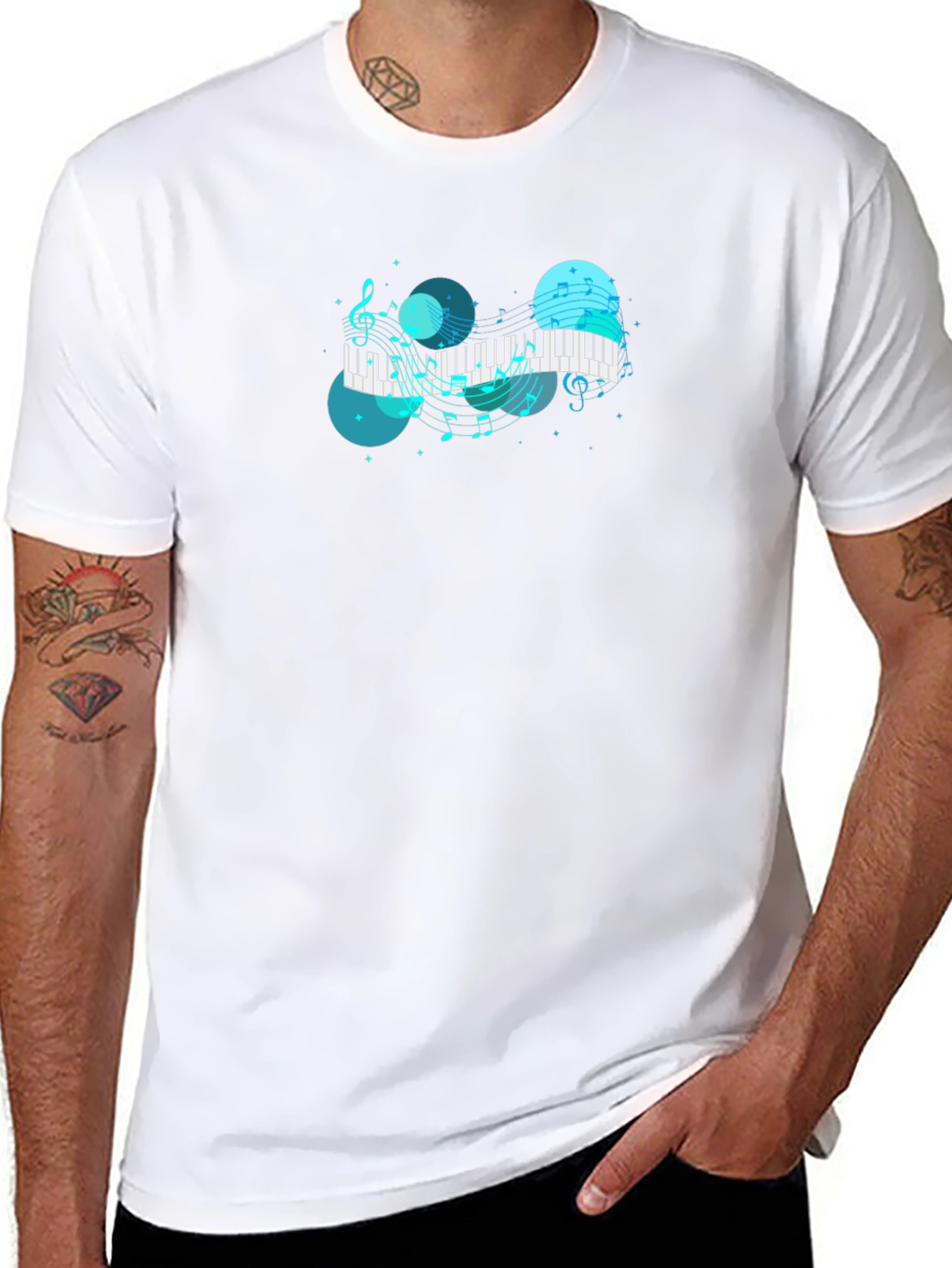 Musical Keyboard T-Shirt - Black Cotton Blend
