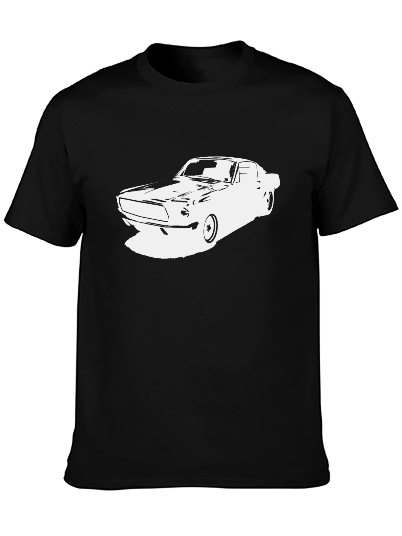 Classic Car Graphic Tee - Black Cotton T-Shirt