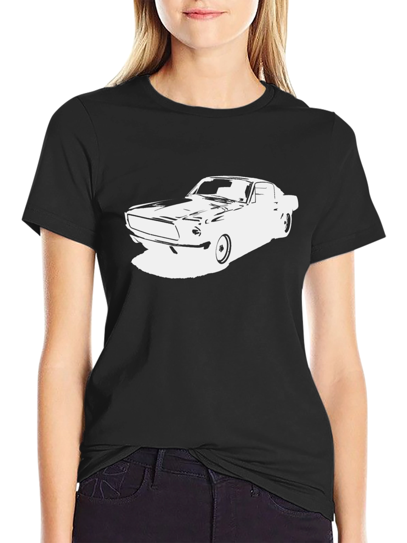 Classic Car Graphic Tee - Black Cotton T-Shirt