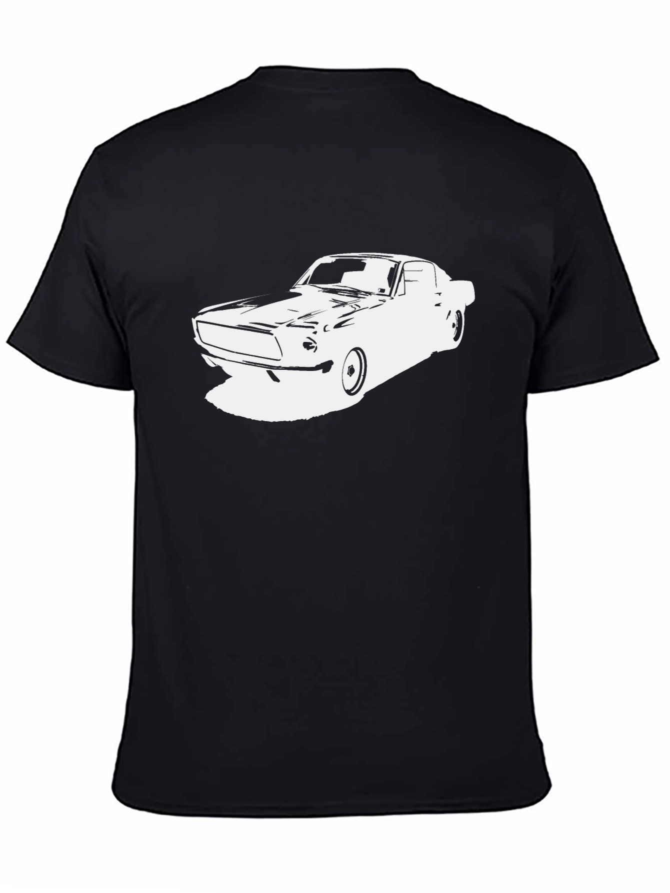 Classic Car Graphic Tee - Black Cotton T-Shirt