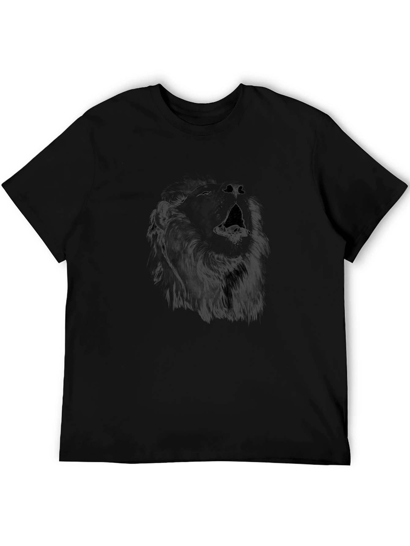 Mens Black T-Shirt with Wolf Graphic