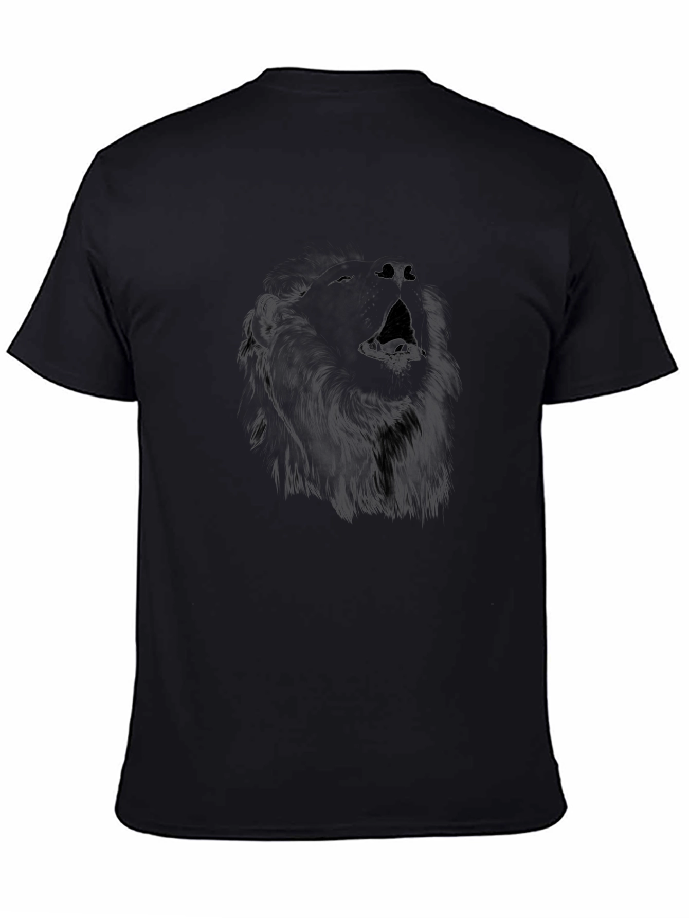 Mens Black T-Shirt with Wolf Graphic