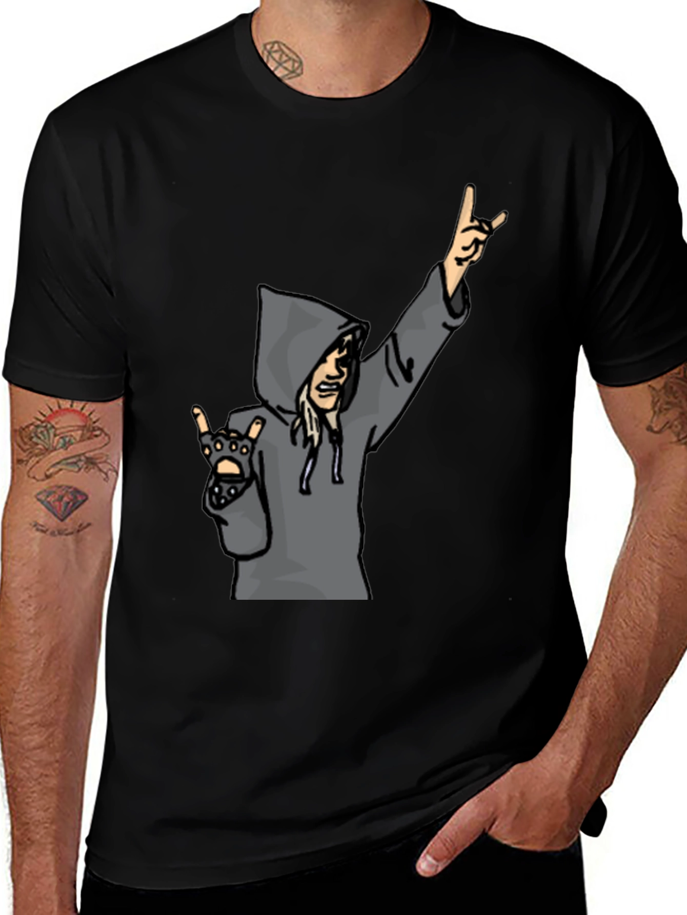 Cartoon Rocker Graphic T-Shirt