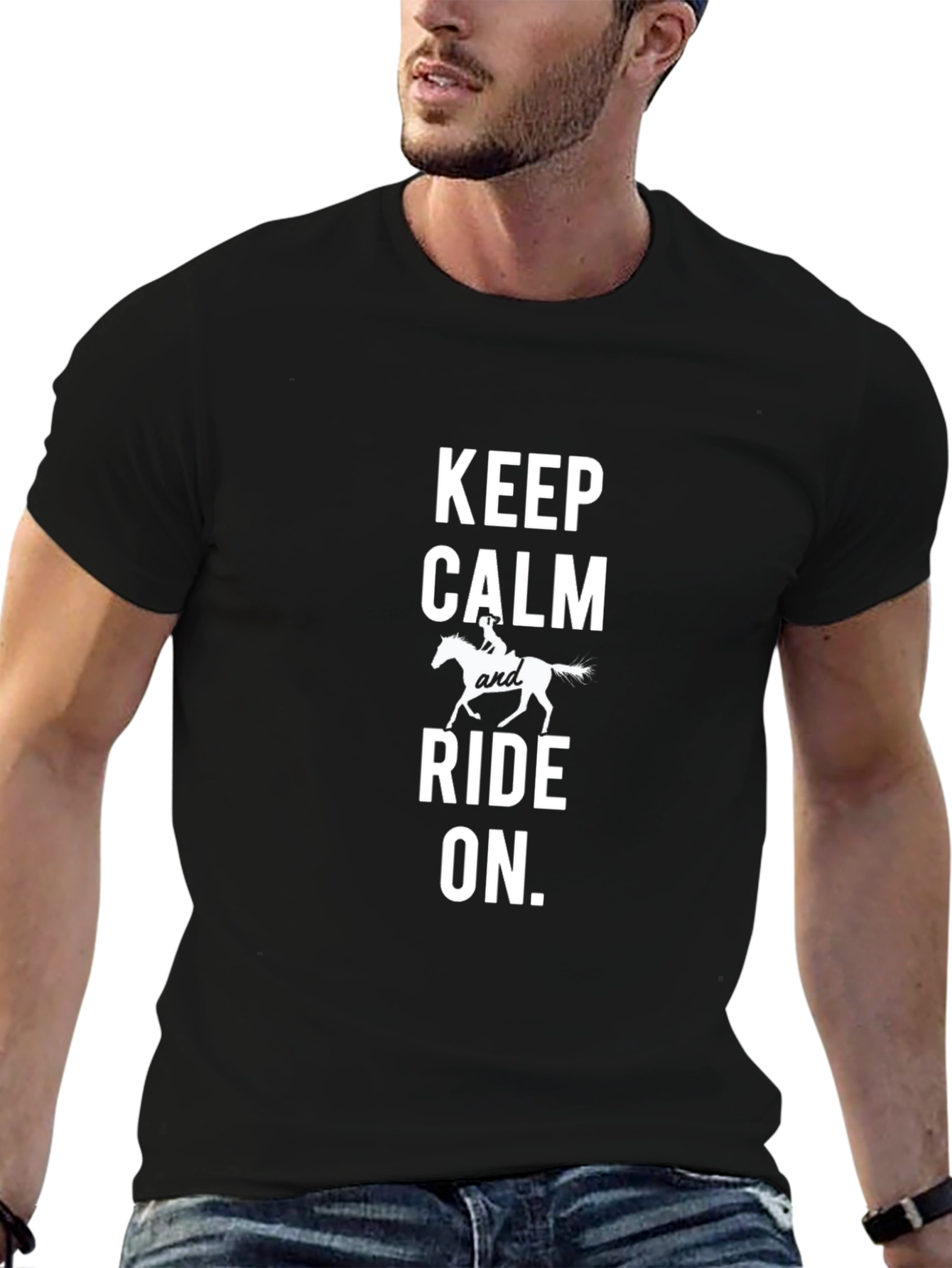 Keep Calm and Ride On Black T-Shirt