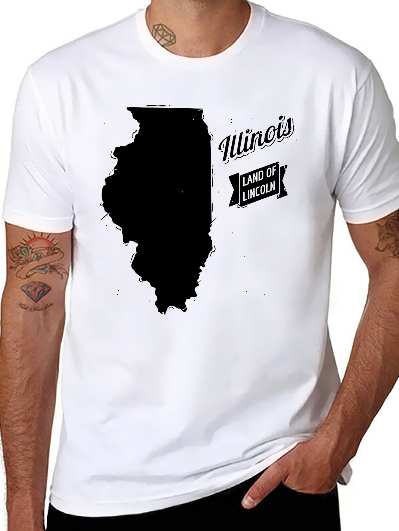 Illinois State Land of Lincoln Black T-Shirt