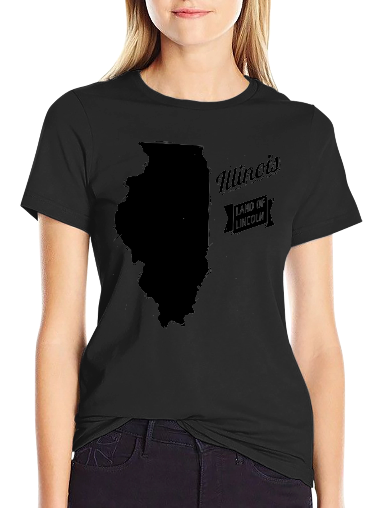 Illinois State Land of Lincoln Black T-Shirt