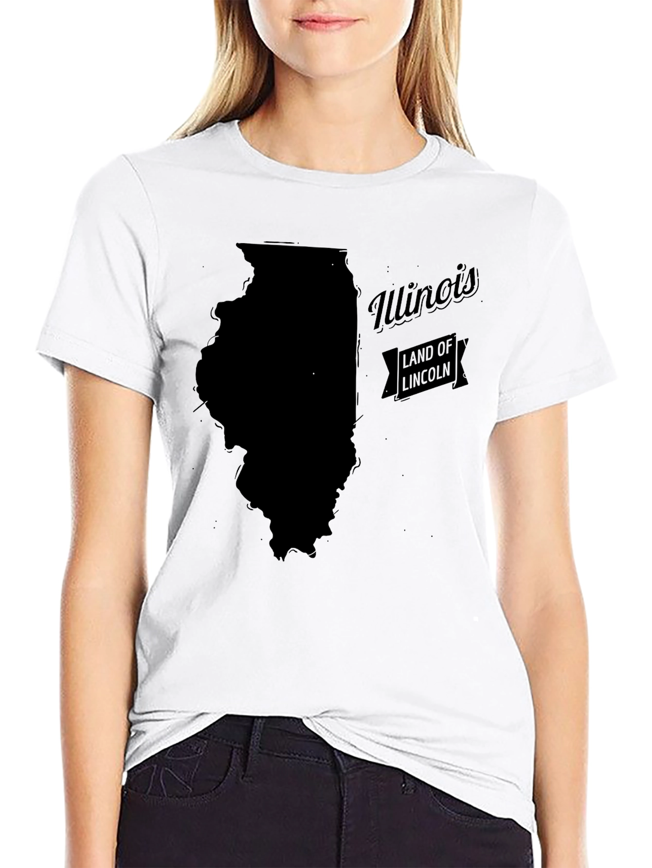 Illinois State Land of Lincoln Black T-Shirt
