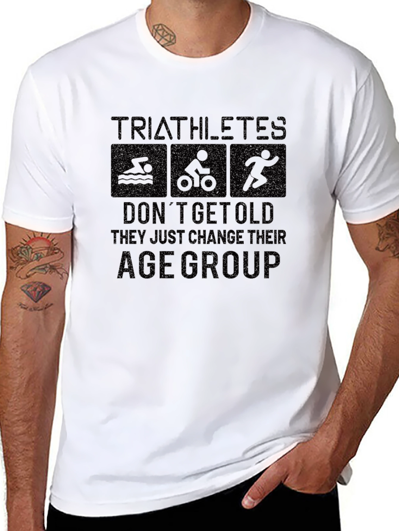Triathletes Age Group Black Graphic T-Shirt