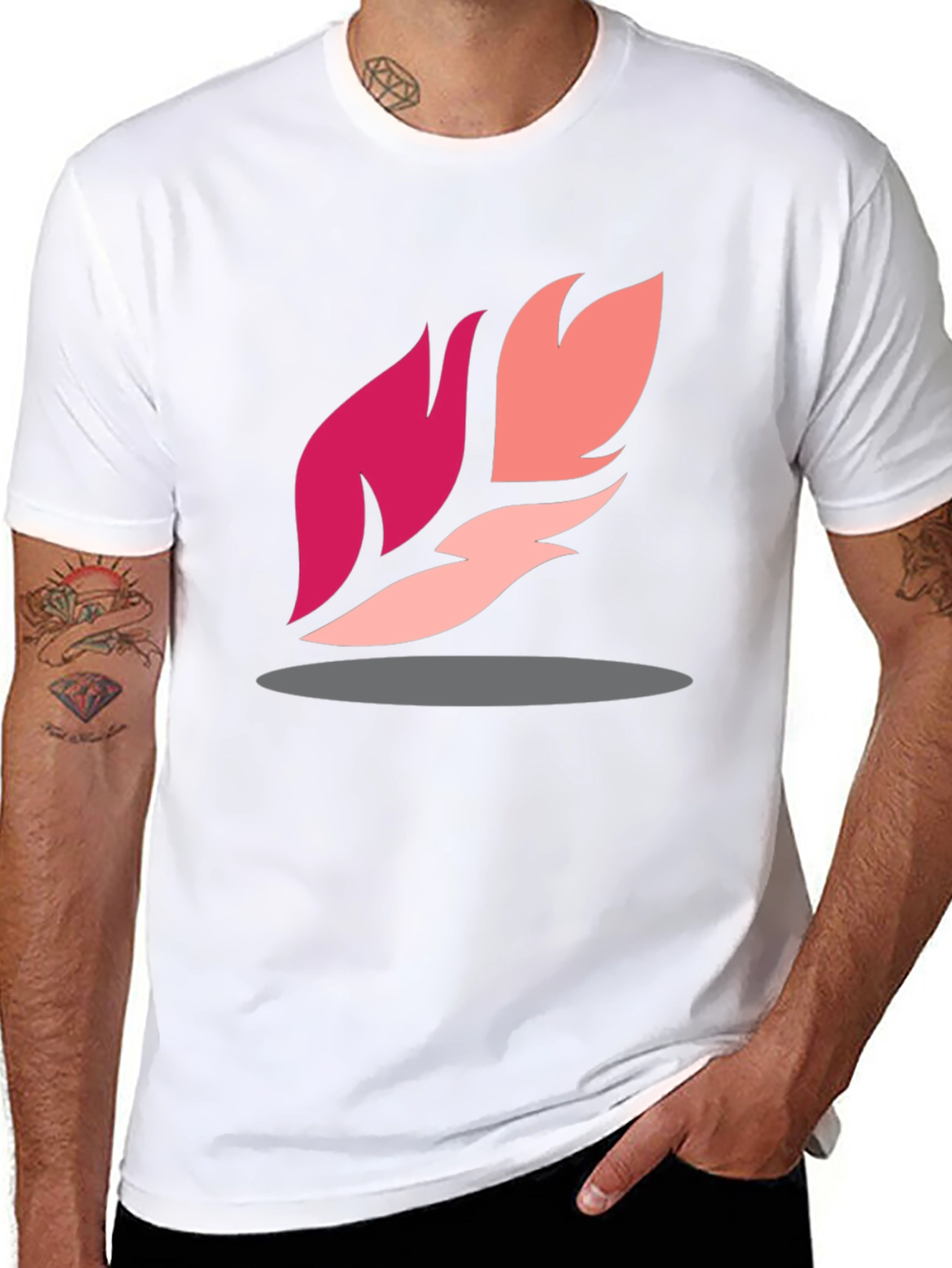 Abstract Feather Graphic Black Tee