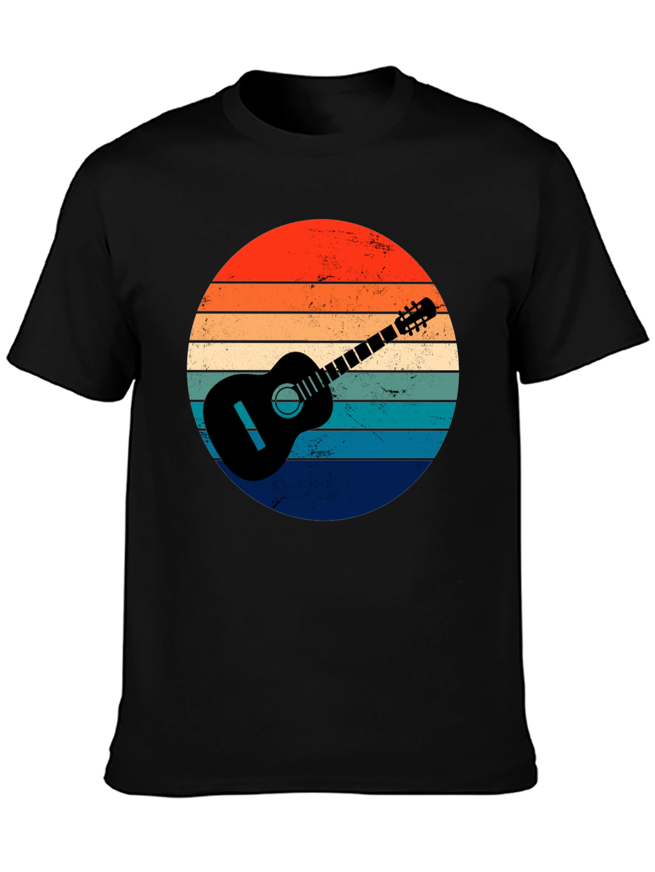 Retro Guitar Sunset Graphic Tee - Music Lover Shirt