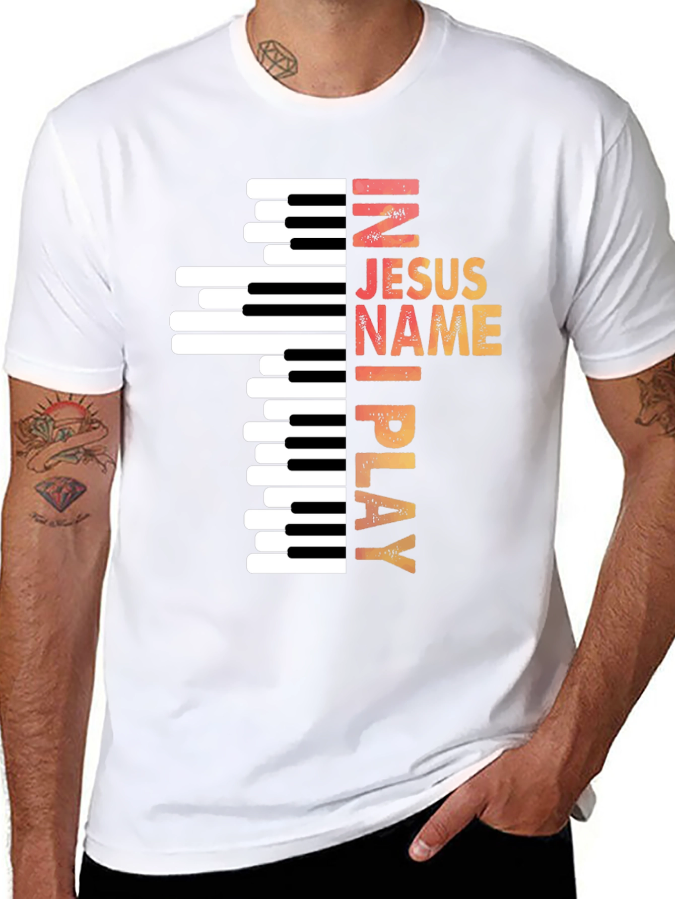 In Jesus Name I Play Piano T-Shirt