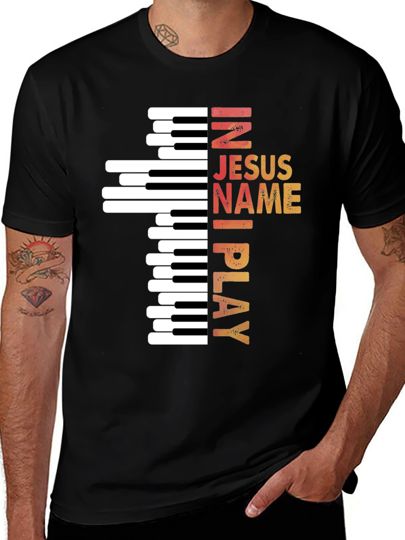 In Jesus Name I Play Piano T-Shirt