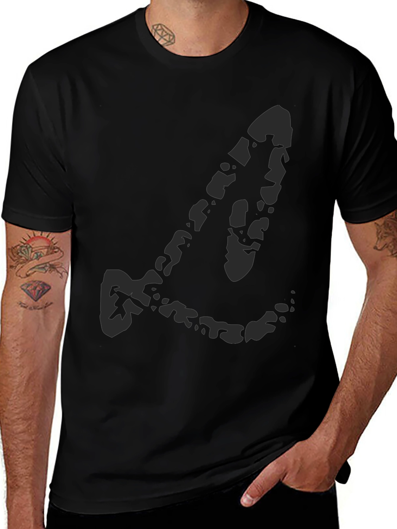 Black Graphic Print Crew Neck T-Shirt
