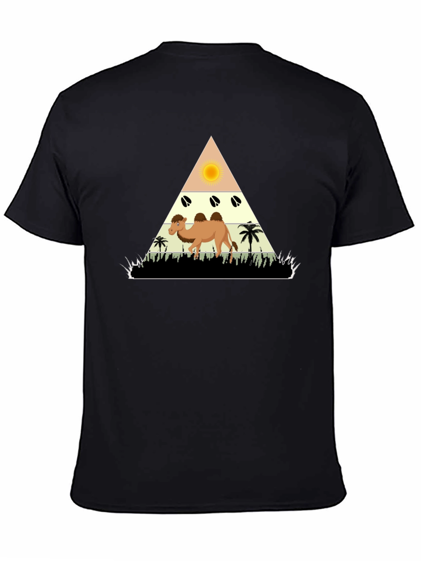 Camel Desert Graphic Tee - Black Cotton Casual