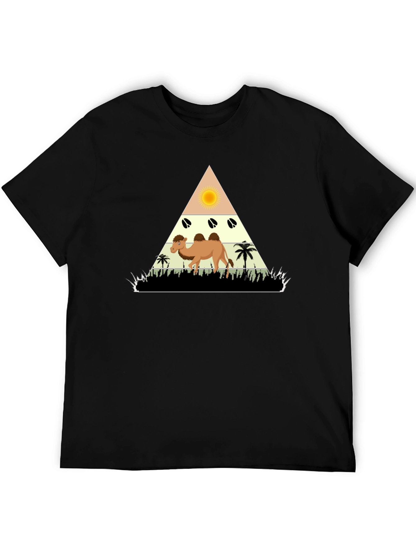Camel Desert Graphic Tee - Black Cotton Casual