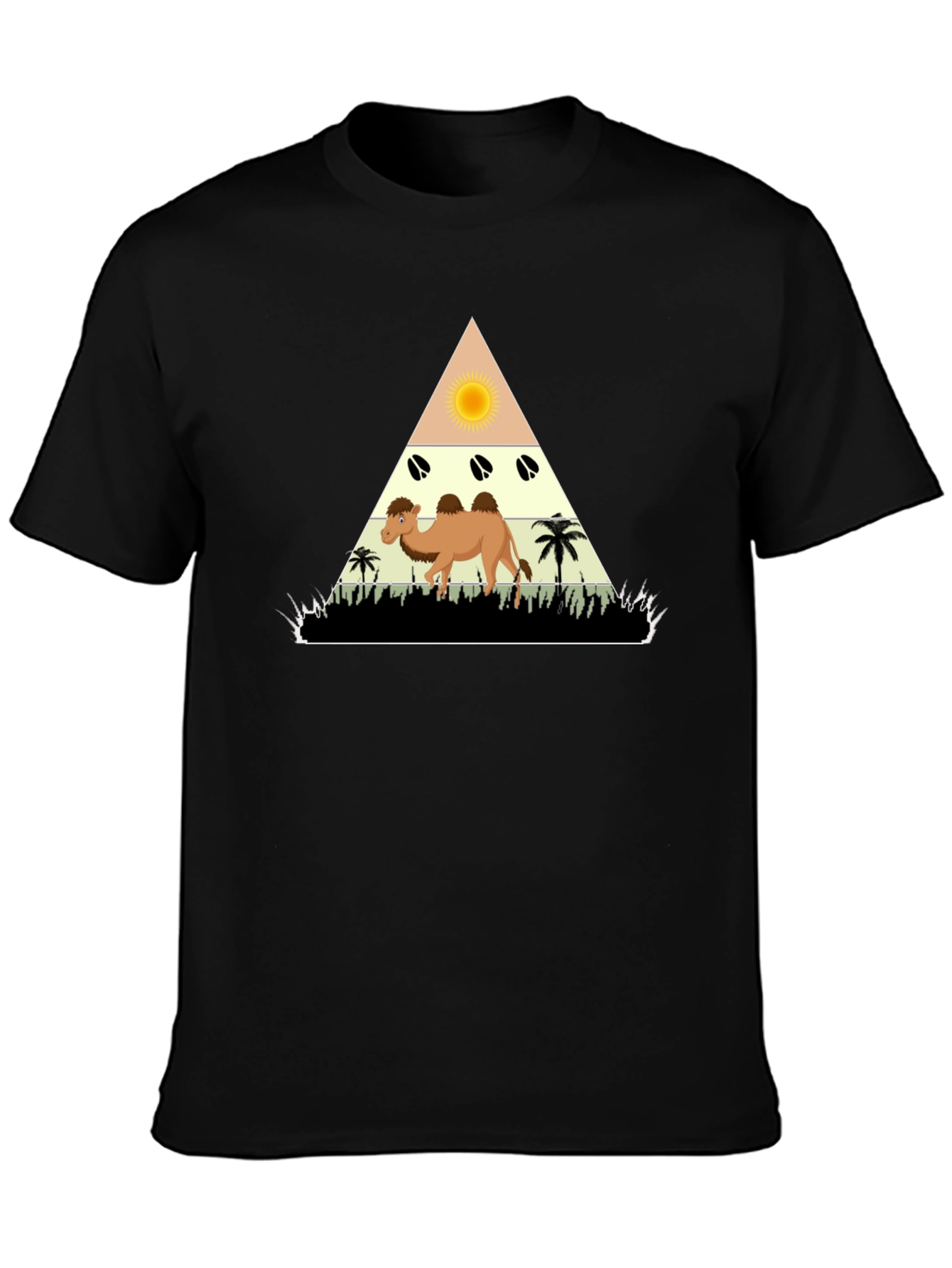 Camel Desert Graphic Tee - Black Cotton Casual