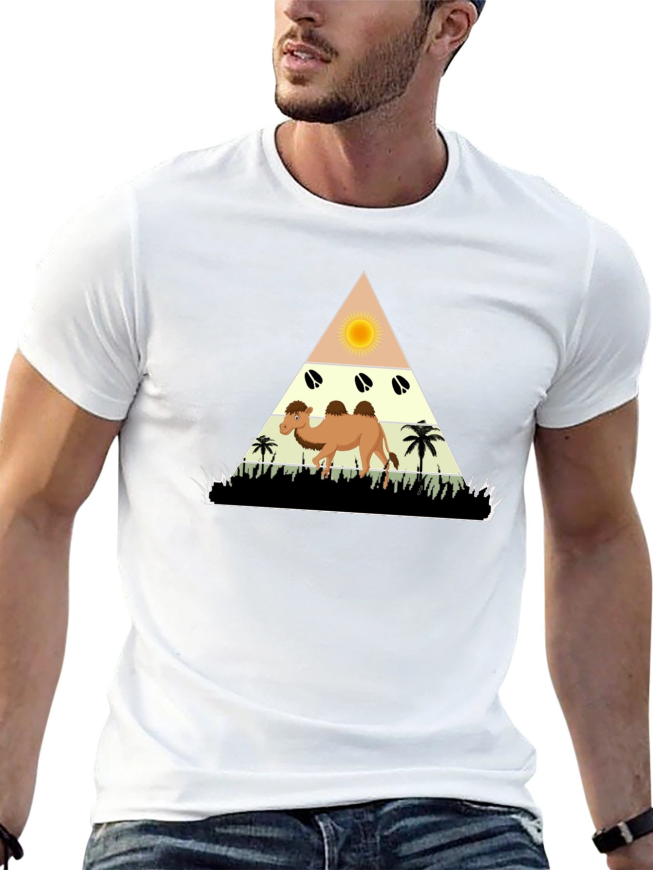 Camel Desert Graphic Tee - Black Cotton Casual