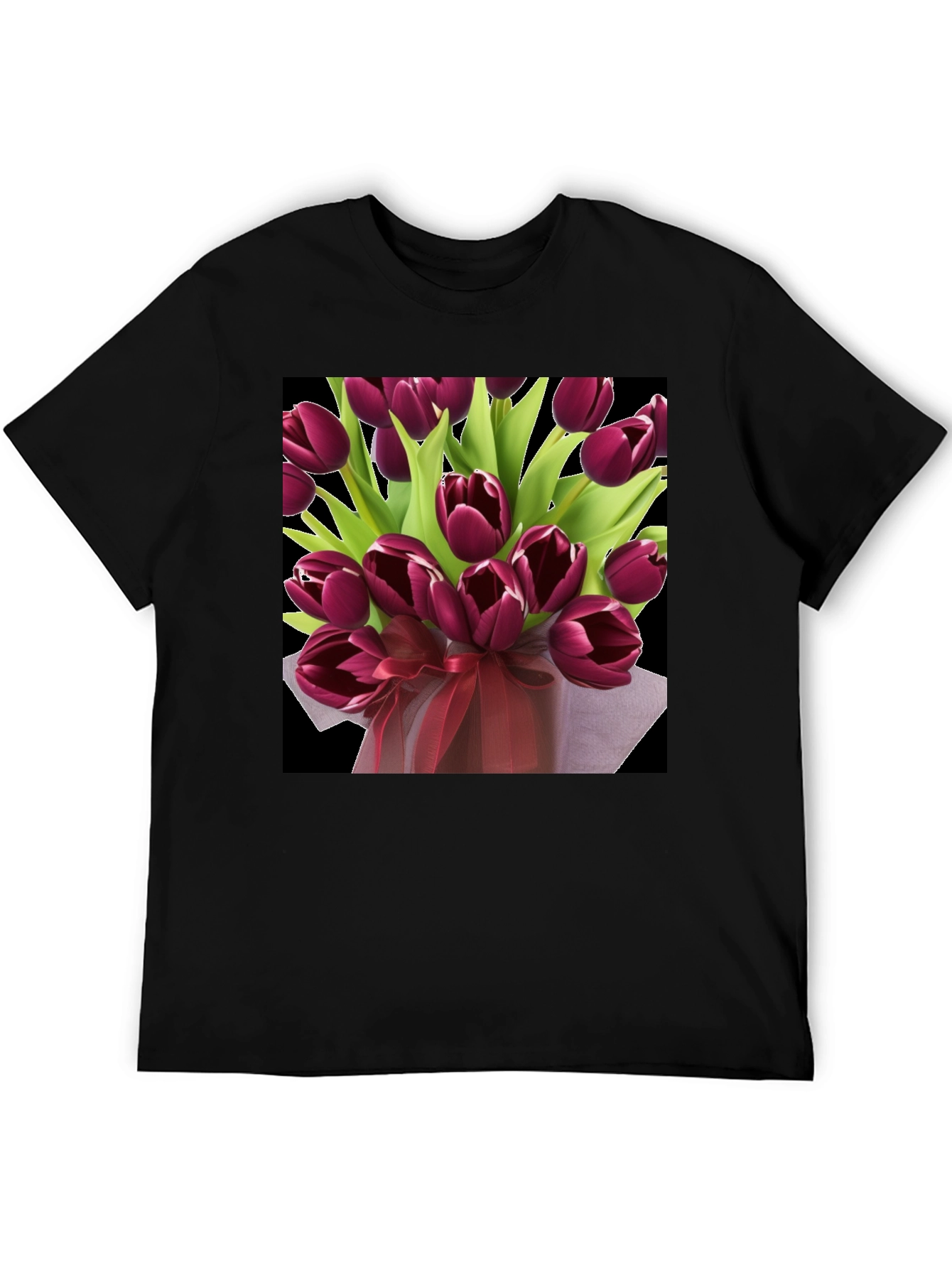 Tulip Bouquet Graphic Tee - Elegant Floral Design